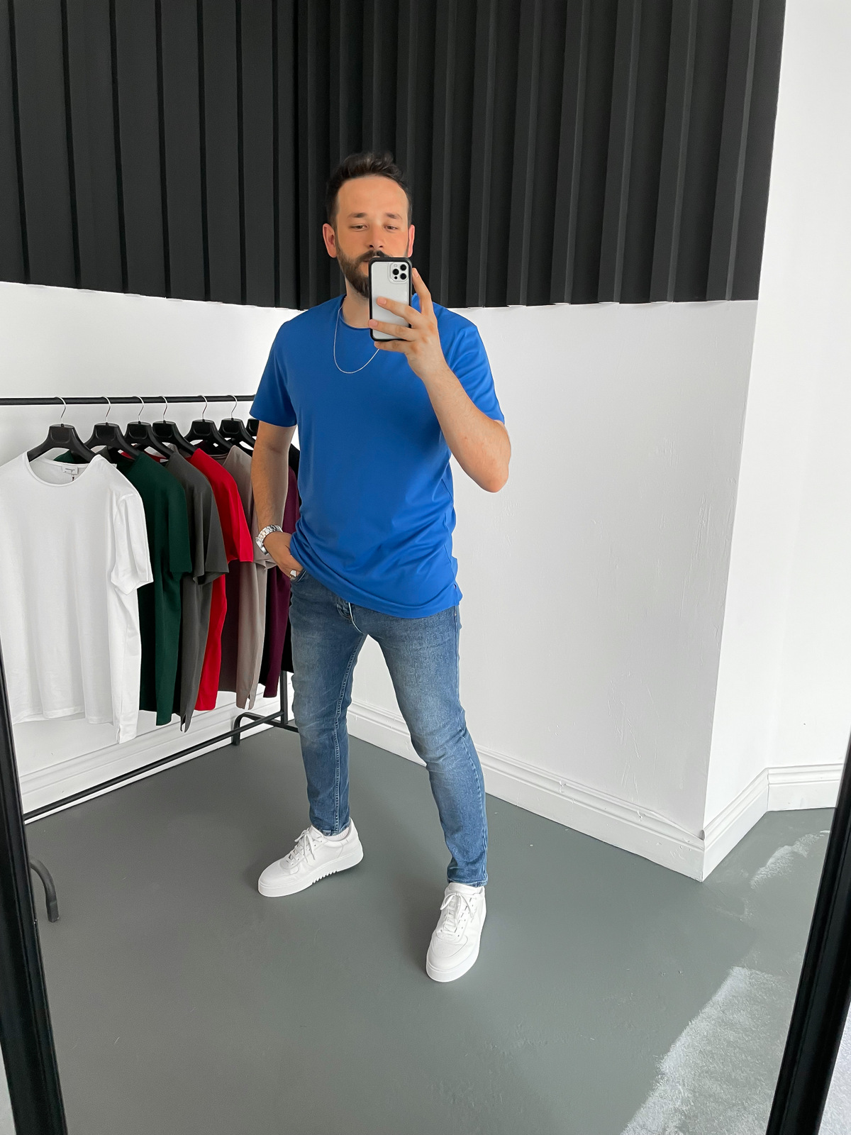 STD Pis Yaka Normal Kalıp Mavi T-Shirt BY