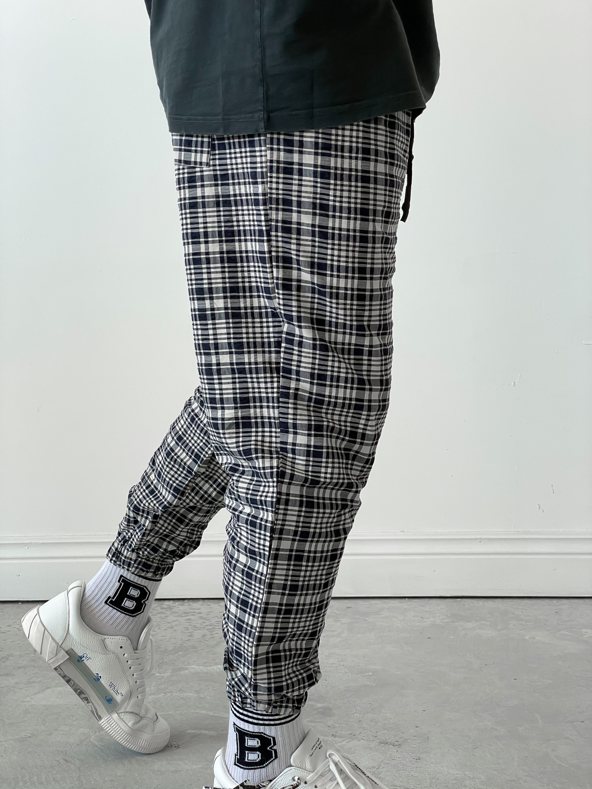 STD Ekoseli Kırışık Jogger D-6004
