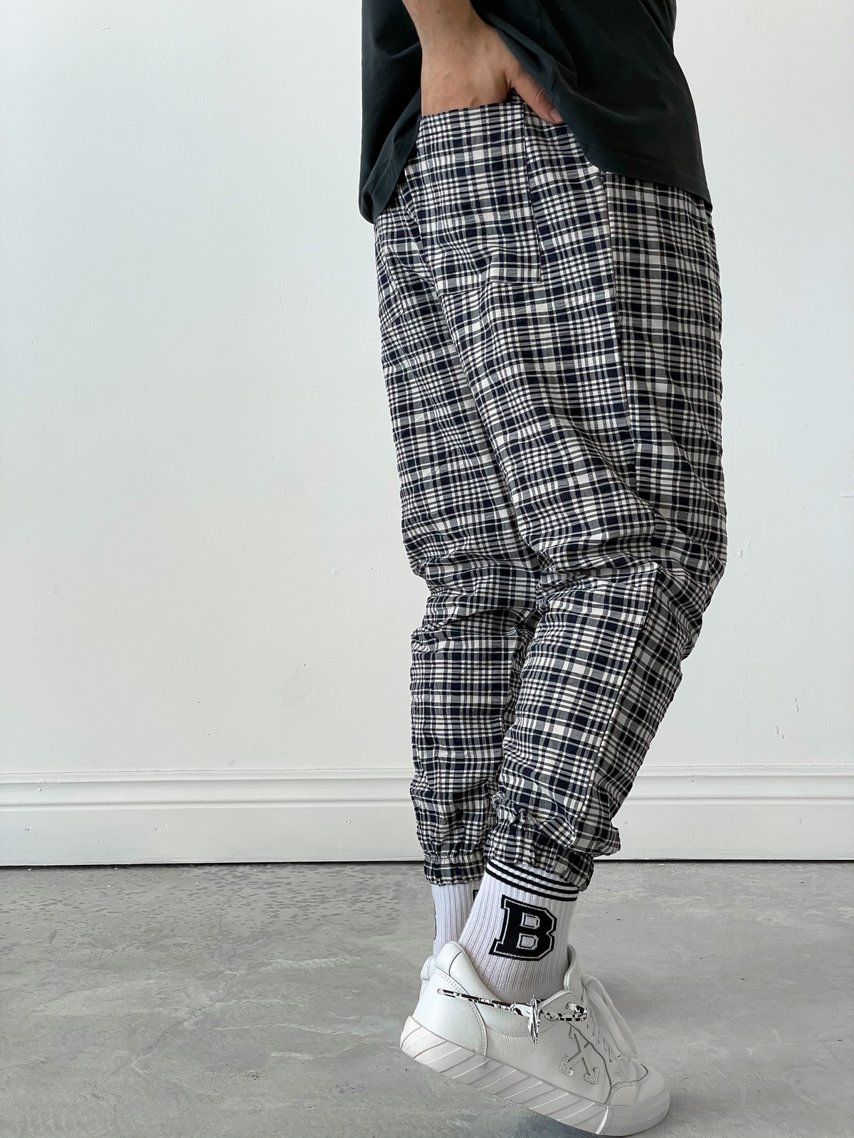 STD Ekoseli Kırışık Jogger D-6004