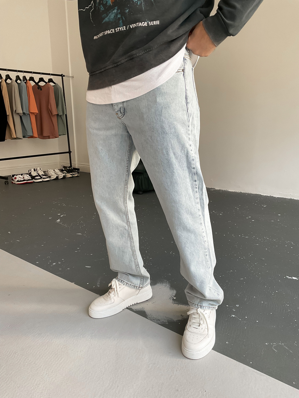Açık Mavi Boru Paça Pantolon D-6198
