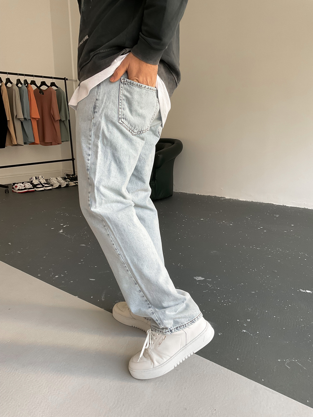 Açık Mavi Boru Paça Pantolon D-6198