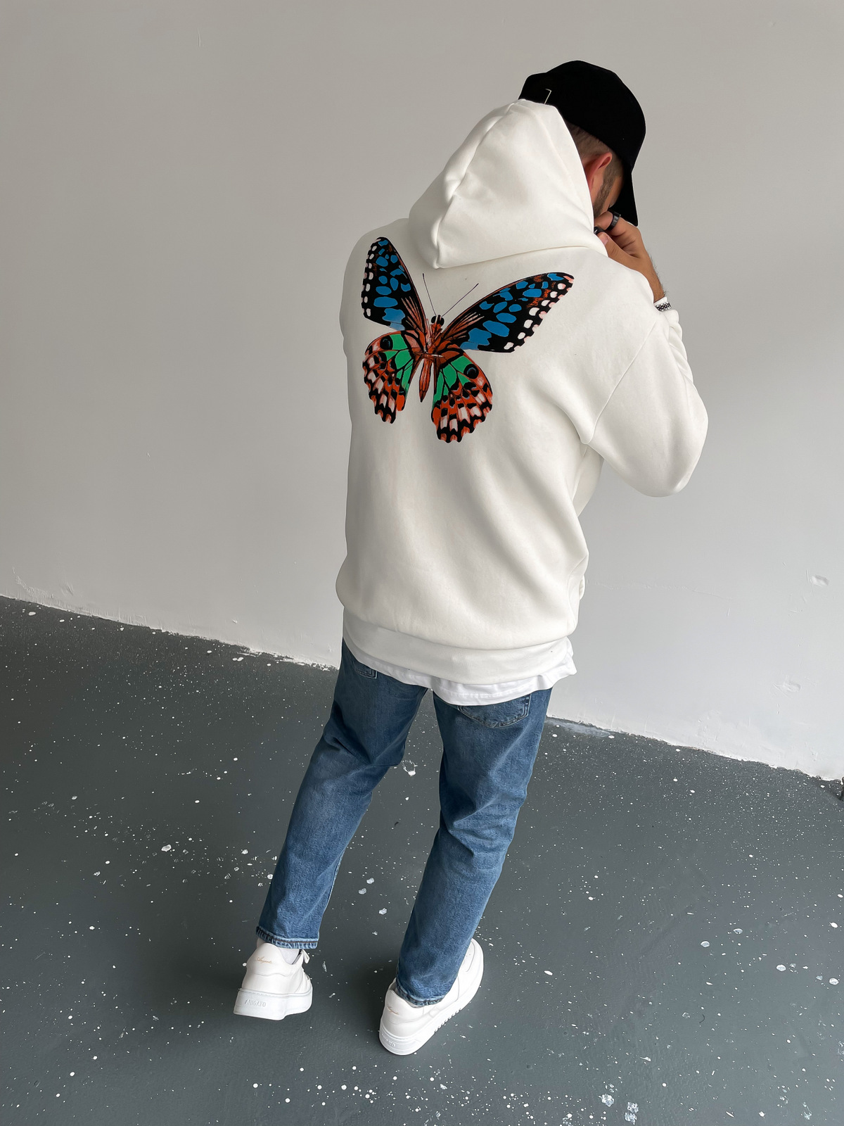 Beyaz Kapüşonlu Happiness Sweat C-378