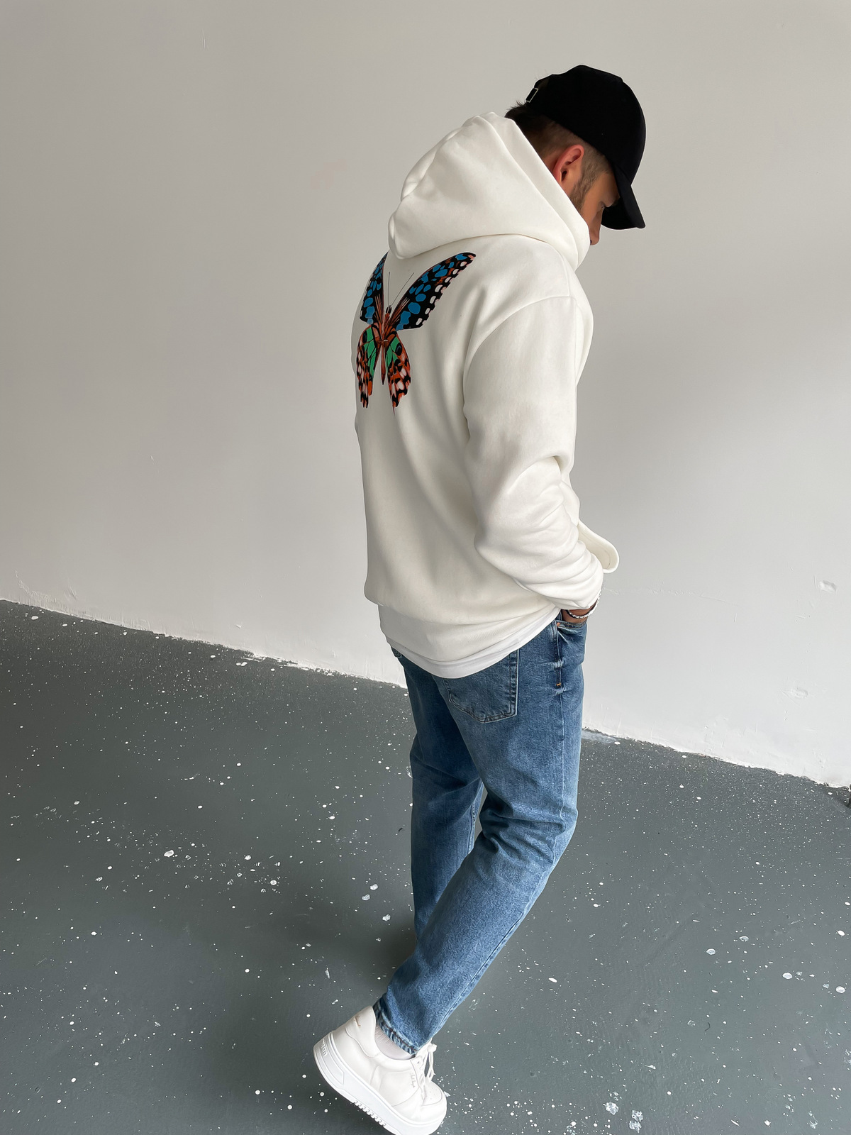 Beyaz Kapüşonlu Happiness Sweat C-378