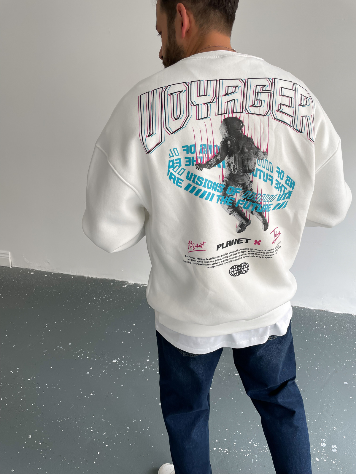 Beyaz Planet Sweat M-3358