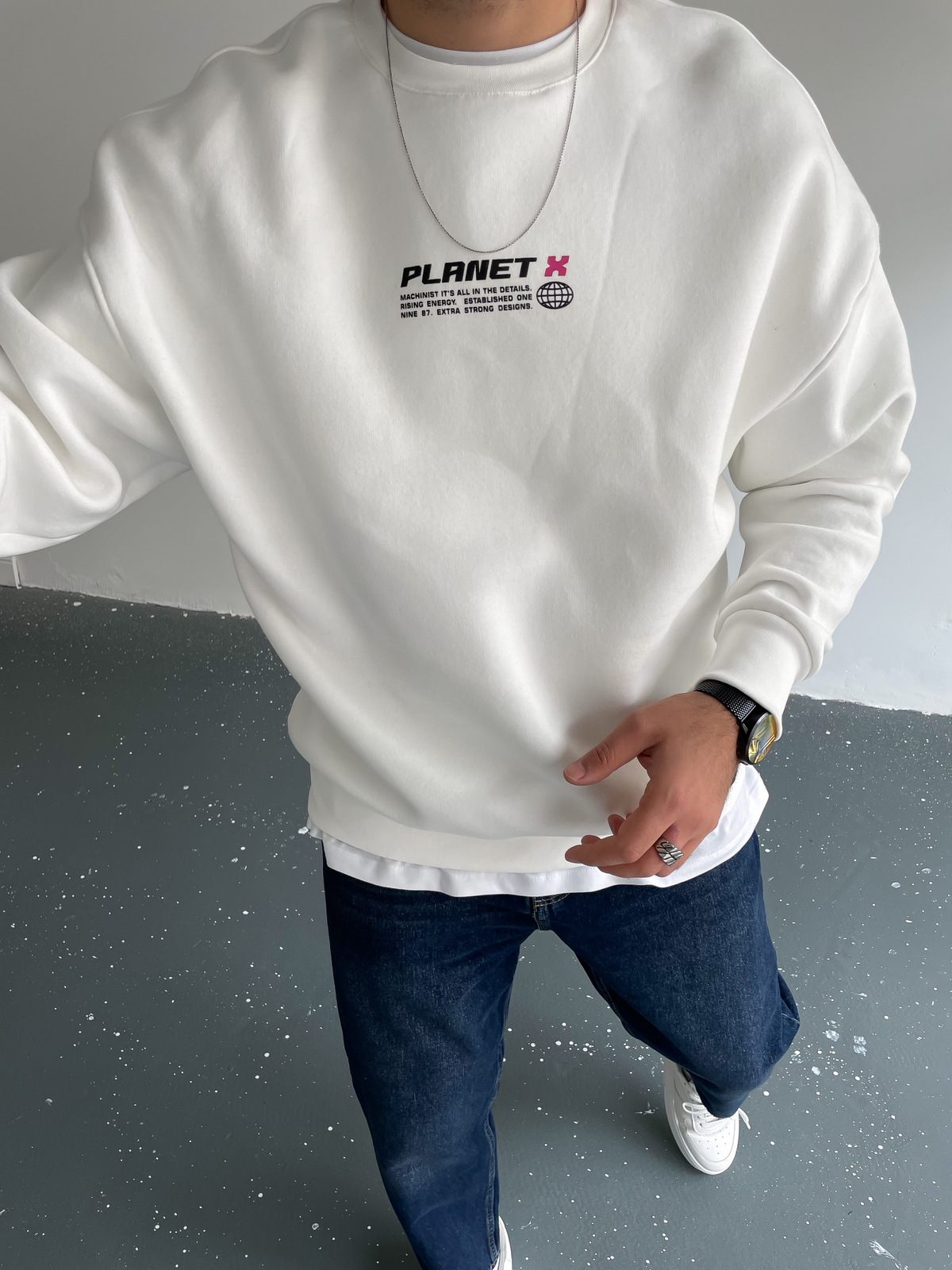 Beyaz Planet Sweat M-3358