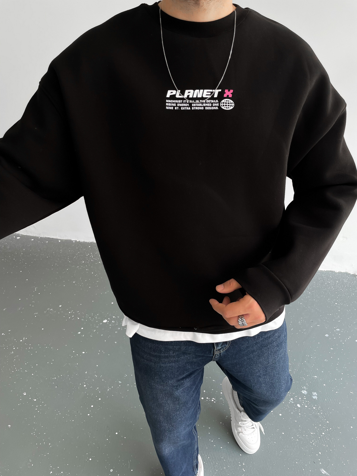 Siyah Planet Sweat M-3358