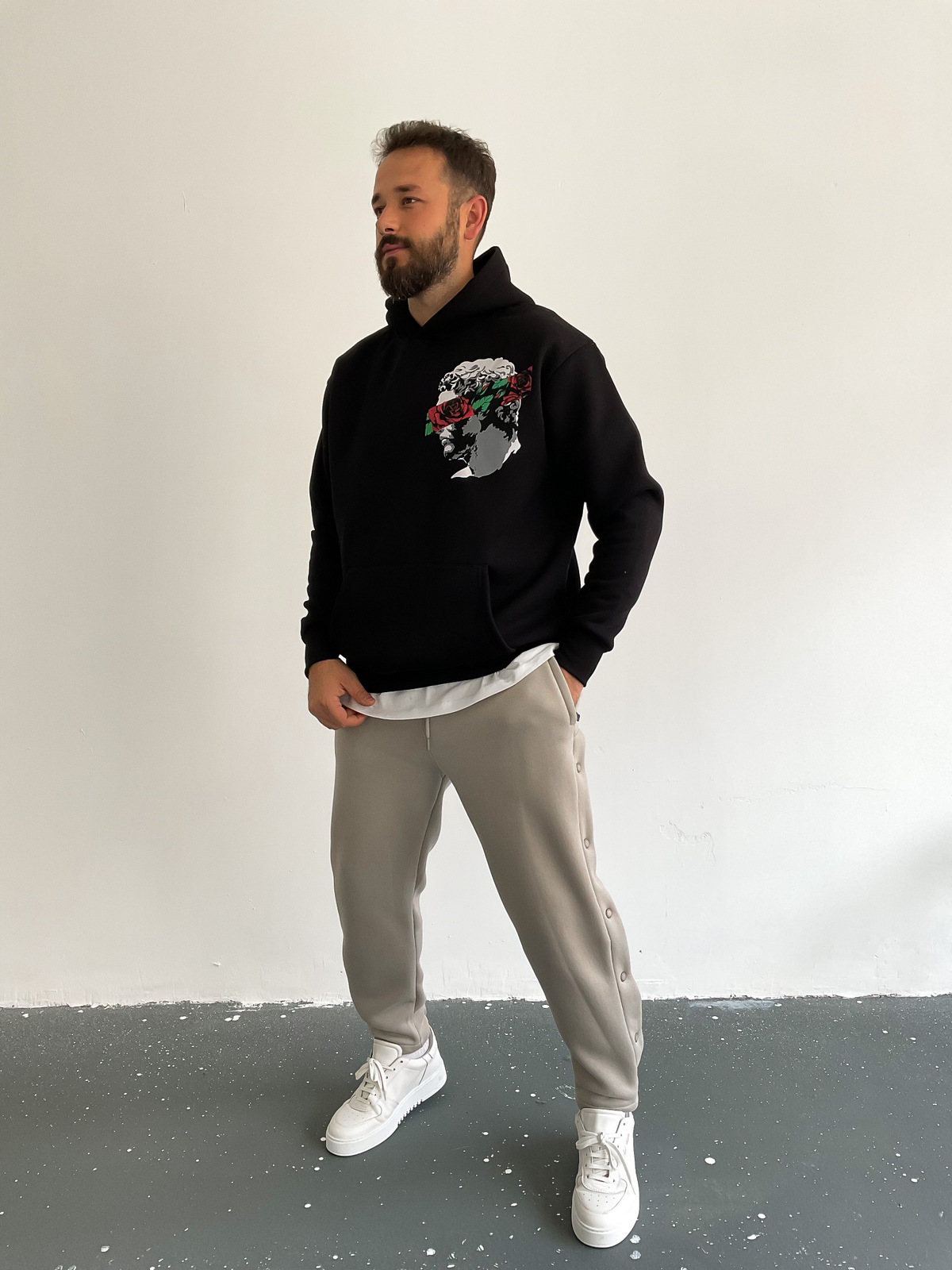 Siyah Censor Kapüşonlu Sweat C-337