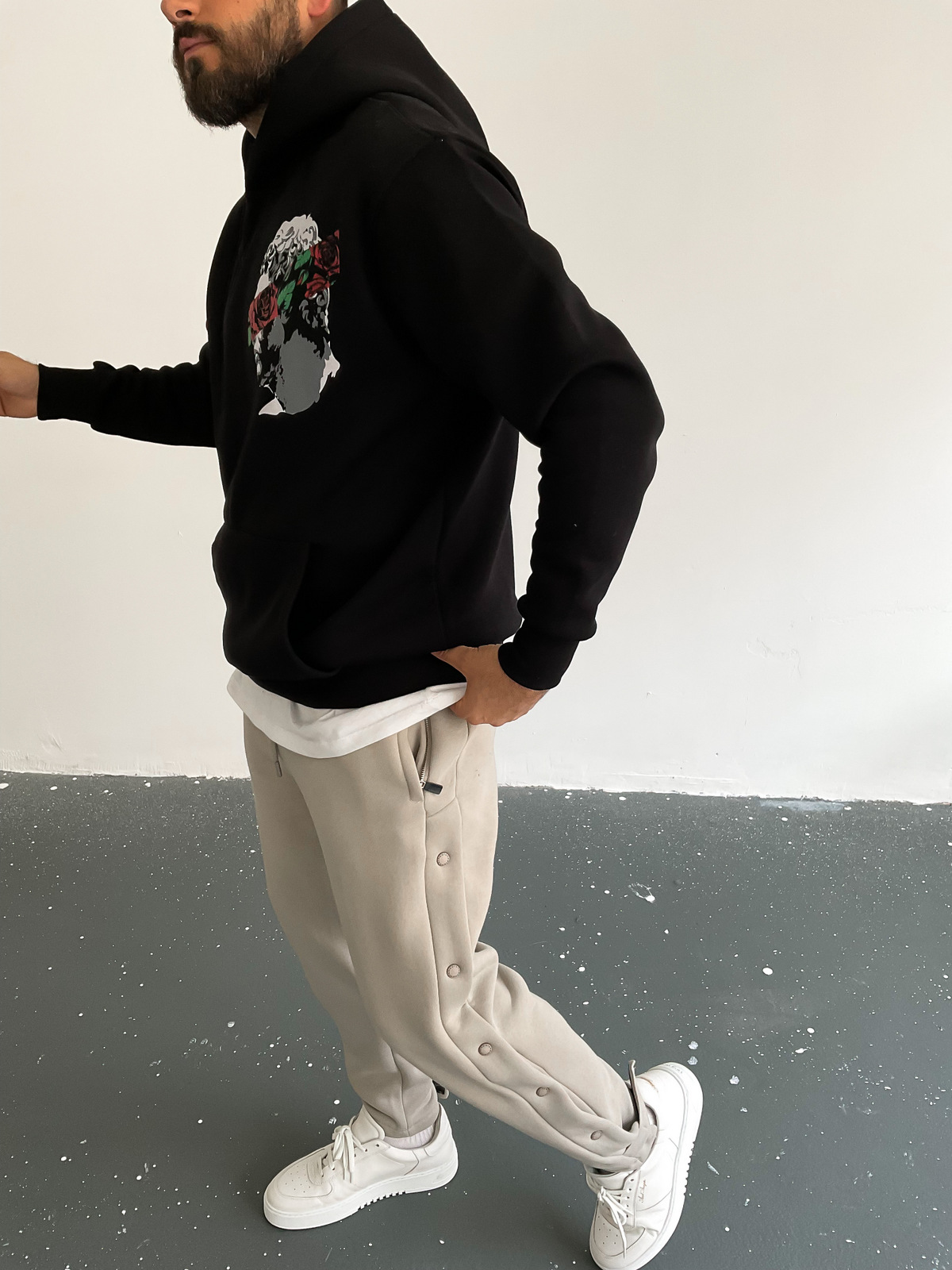 Siyah Censor Kapüşonlu Sweat C-337