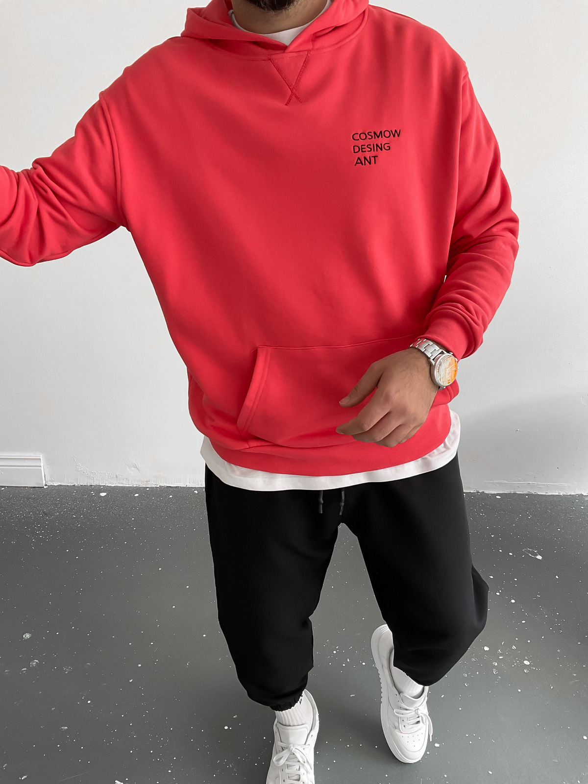 Kırmızı Cosmow Kapüşonlu Sweat BLA-003