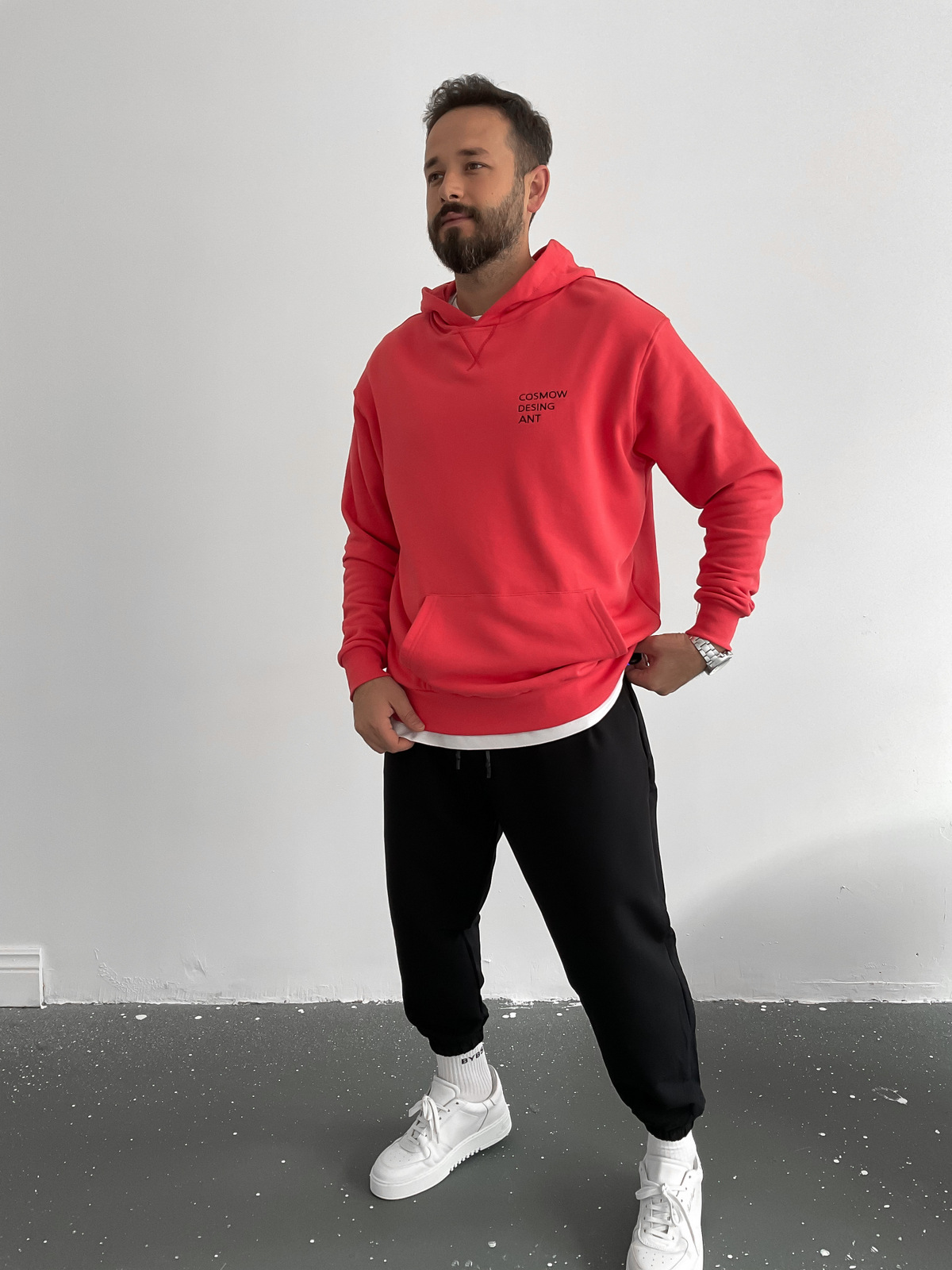 Kırmızı Cosmow Kapüşonlu Sweat BLA-003