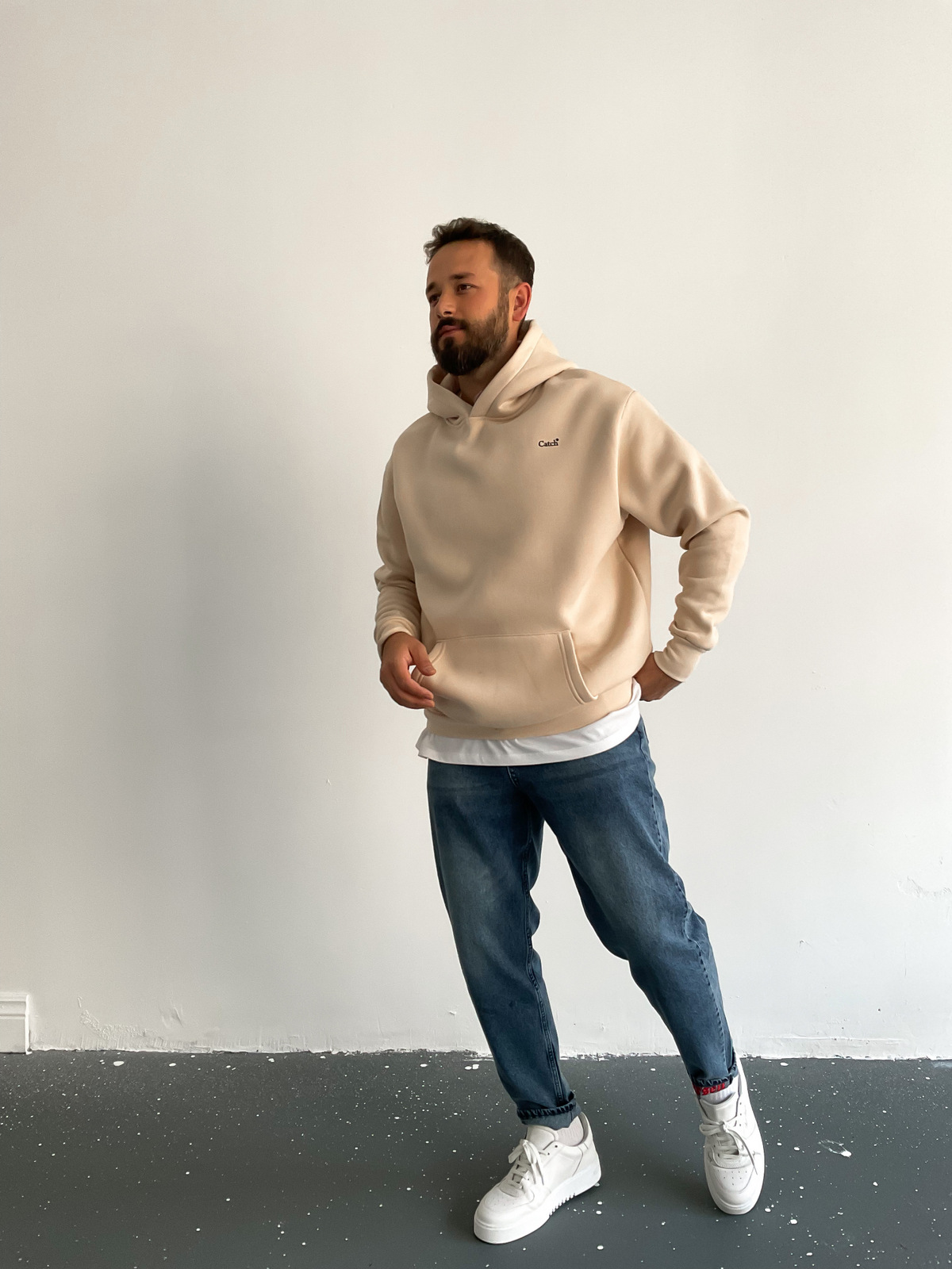 Bej Rules Kapüşonlu Sweat C-401