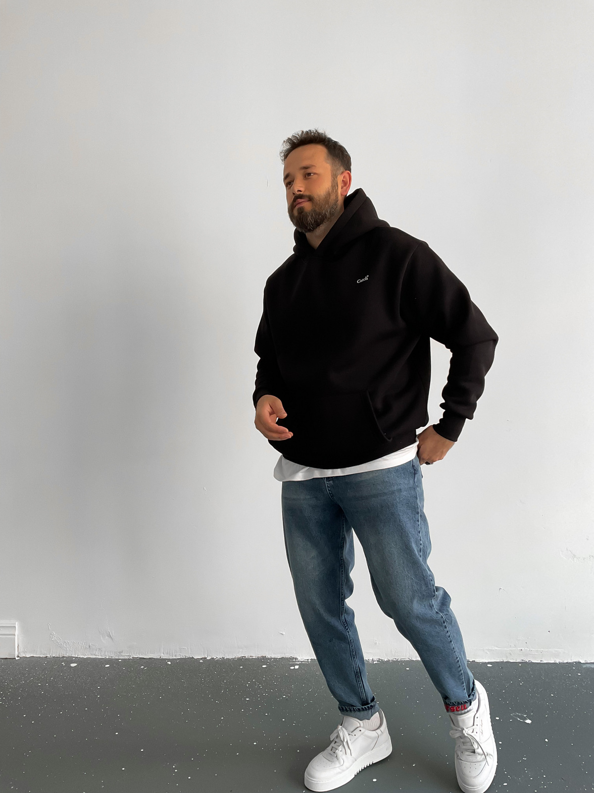 Siyah Rules Kapüşonlu Sweat C-401