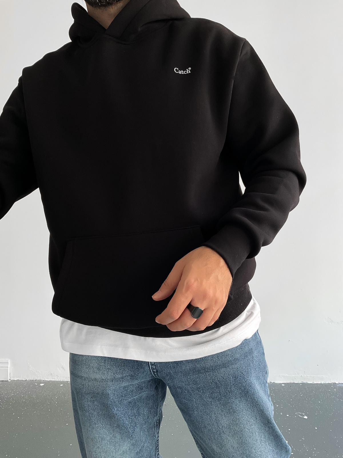 Siyah Rules Kapüşonlu Sweat C-401