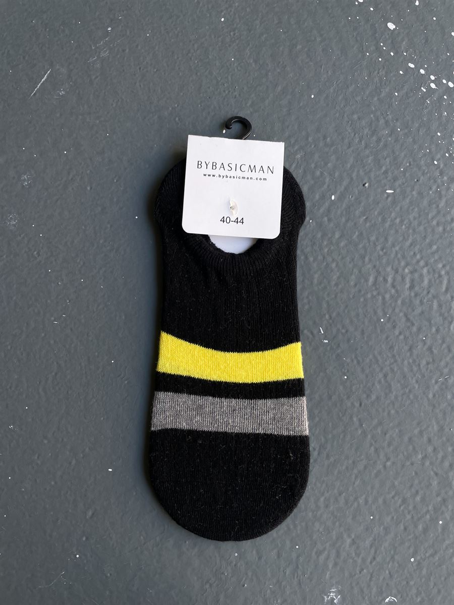 Sarı-Gri Çift Şeritli No-Show Çorap