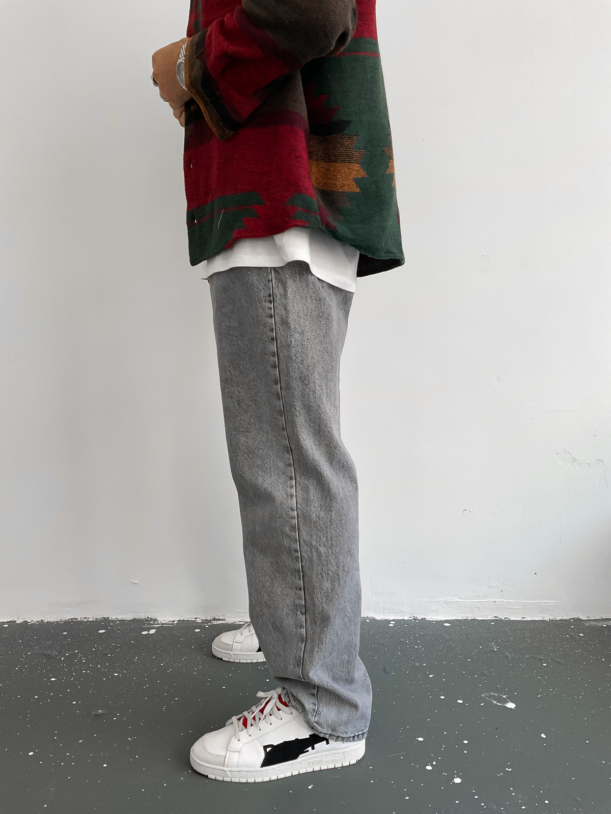 Gri Boru Paça Pantolon C-6068