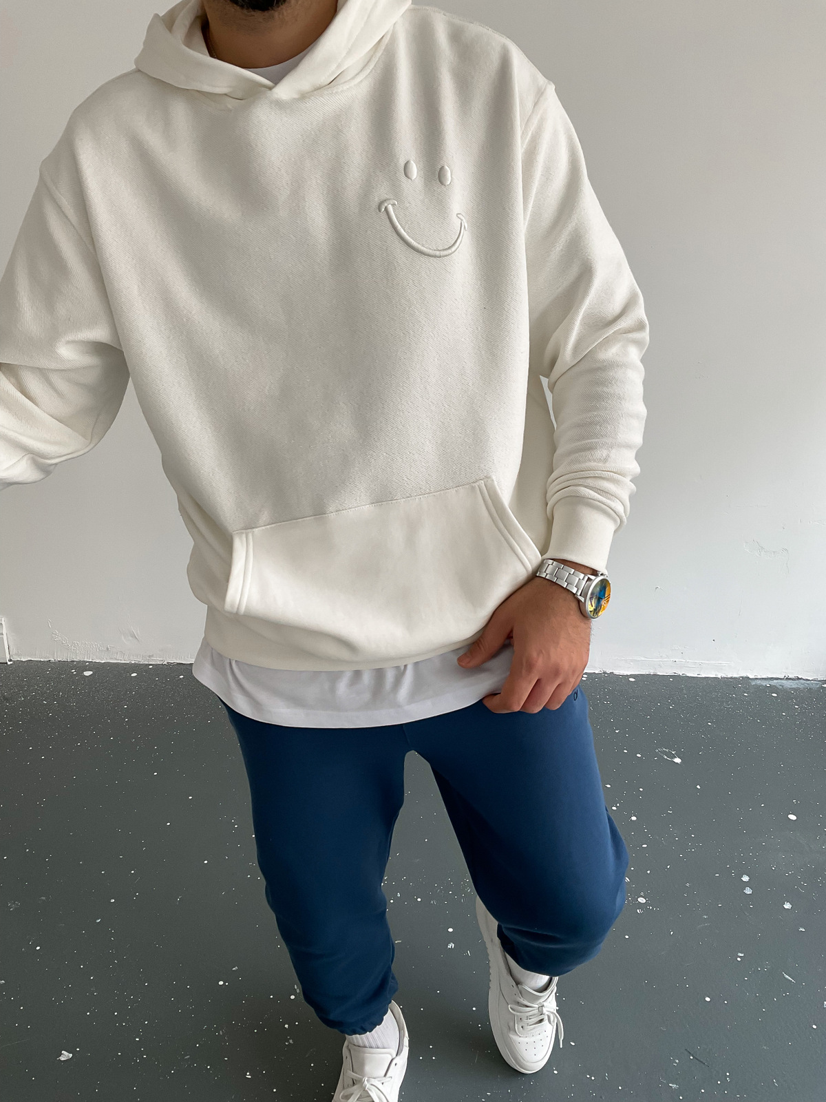 Beyaz Smile Kapüşonlu Sweat BLA-011
