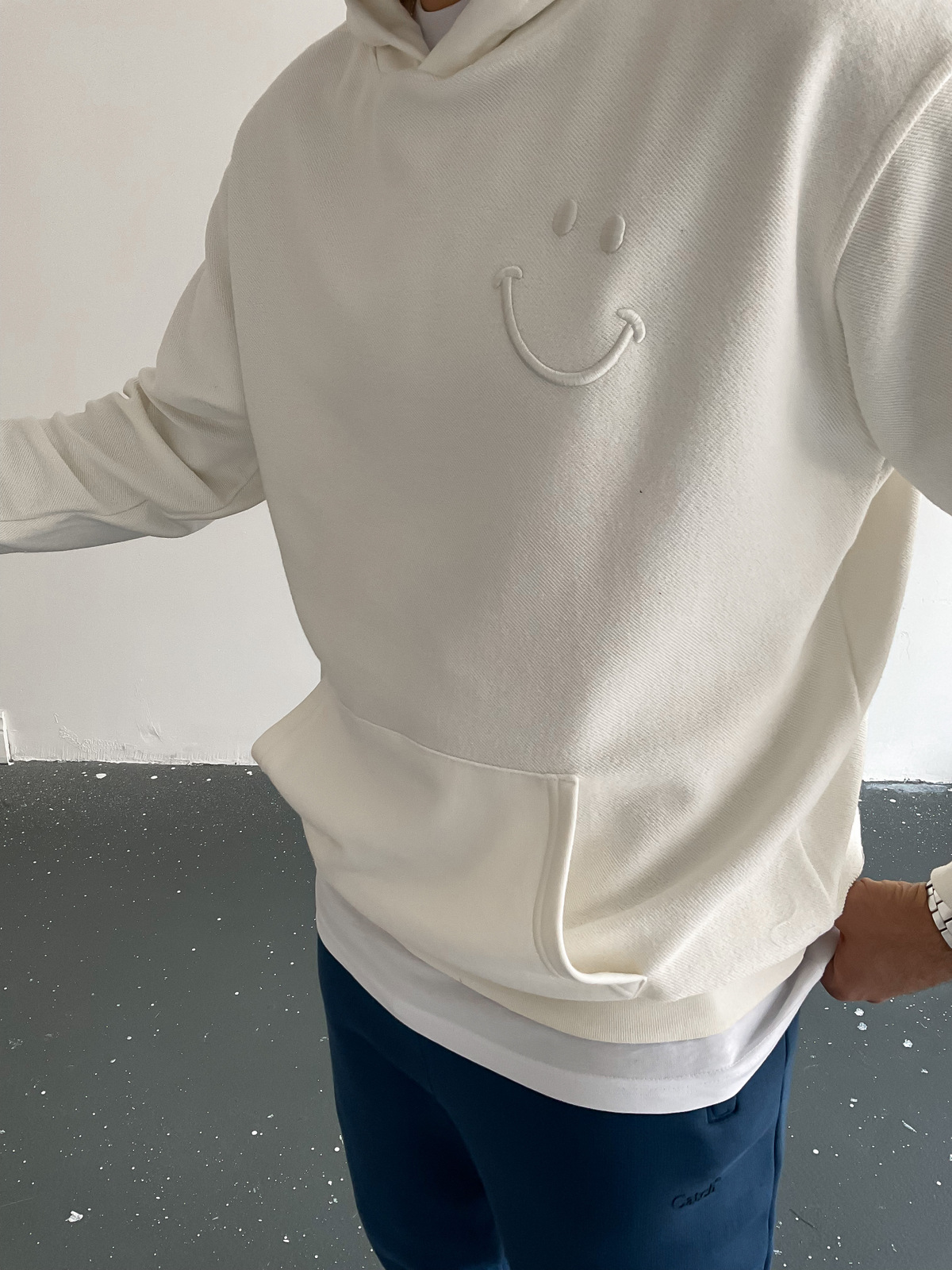 Beyaz Smile Kapüşonlu Sweat BLA-011