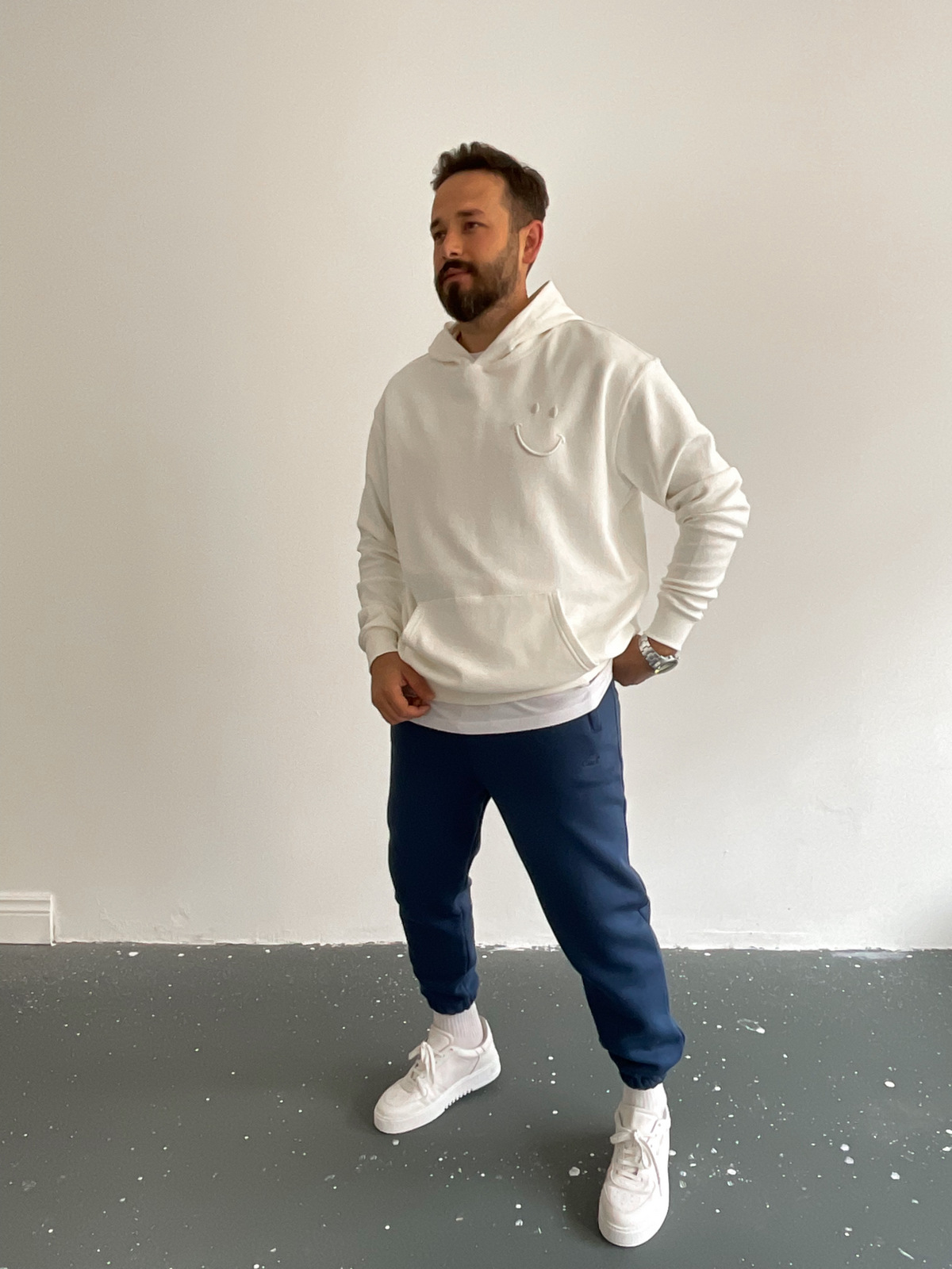 Beyaz Smile Kapüşonlu Sweat BLA-011