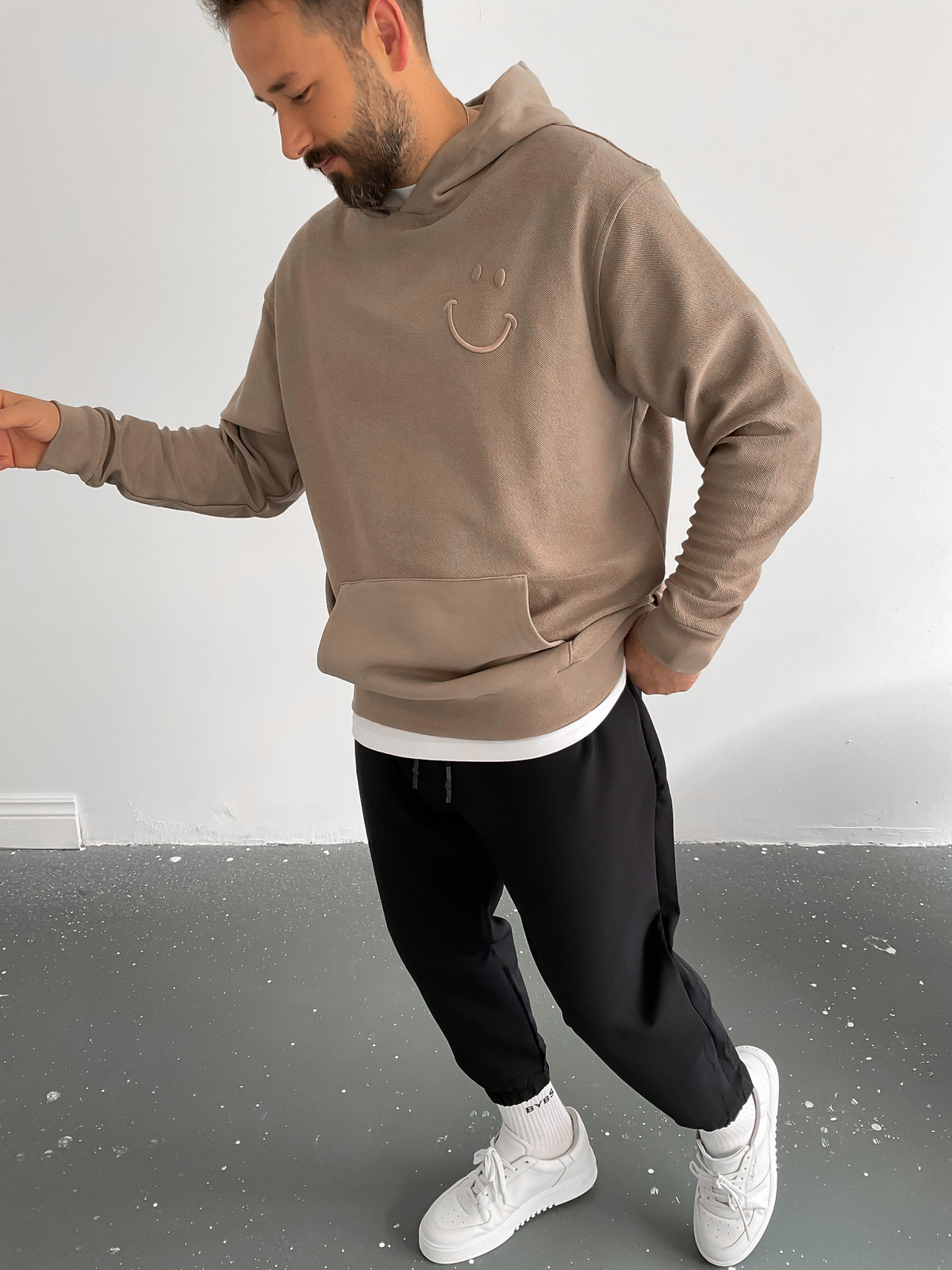 Kahve Smile Kapüşonlu Sweat BLA-011