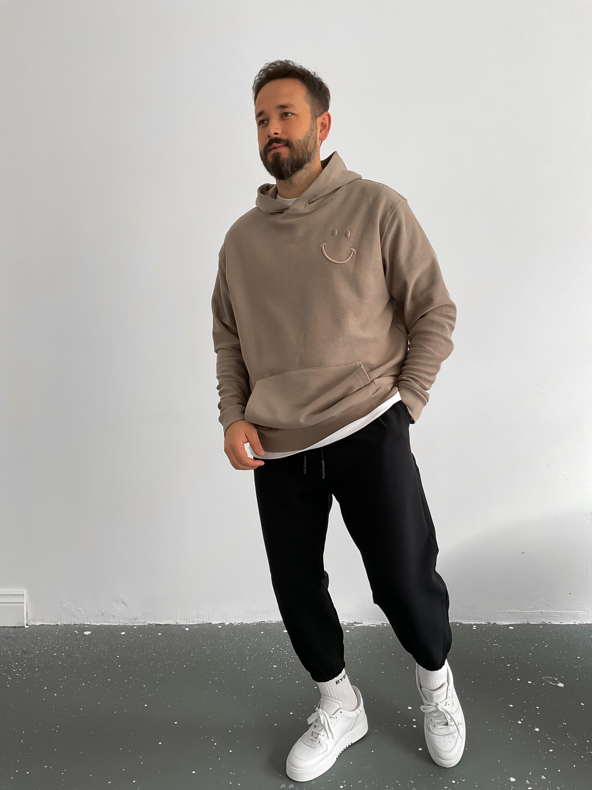 Kahve Smile Kapüşonlu Sweat BLA-011