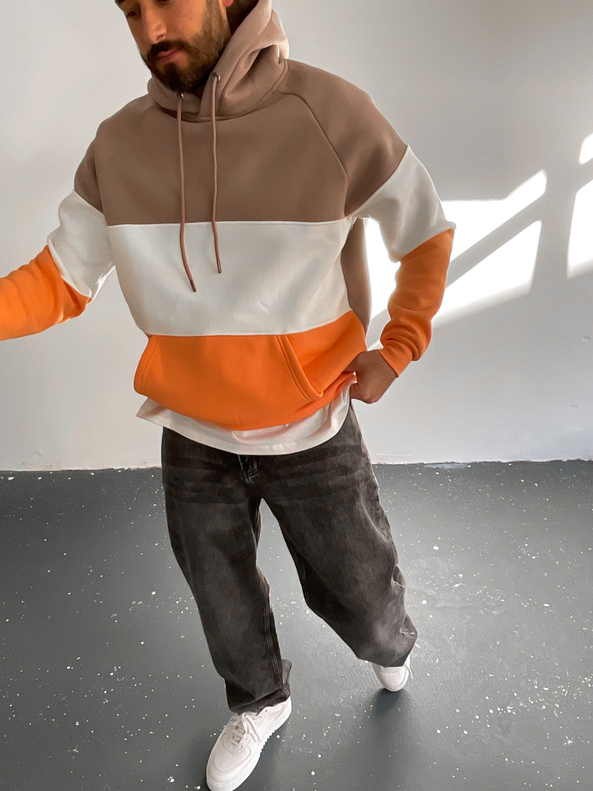 Turuncu 3 Parça Kapüşonlu Sweat C-416