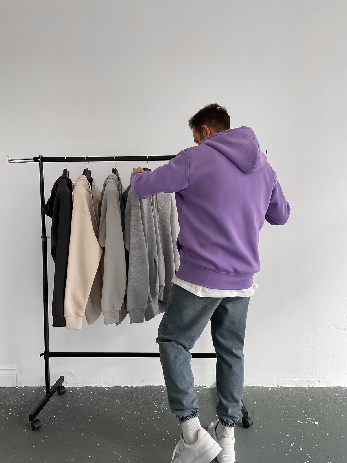 Mor Fermuarlı Kapüşonlu Sweat C-397