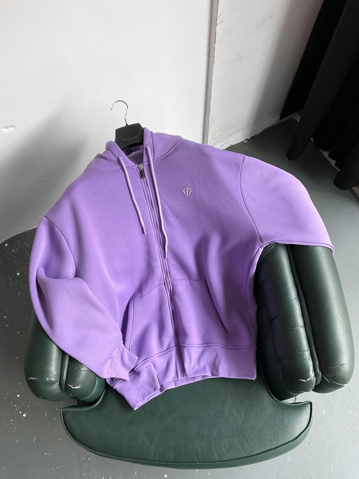 Mor Fermuarlı Kapüşonlu Sweat C-397