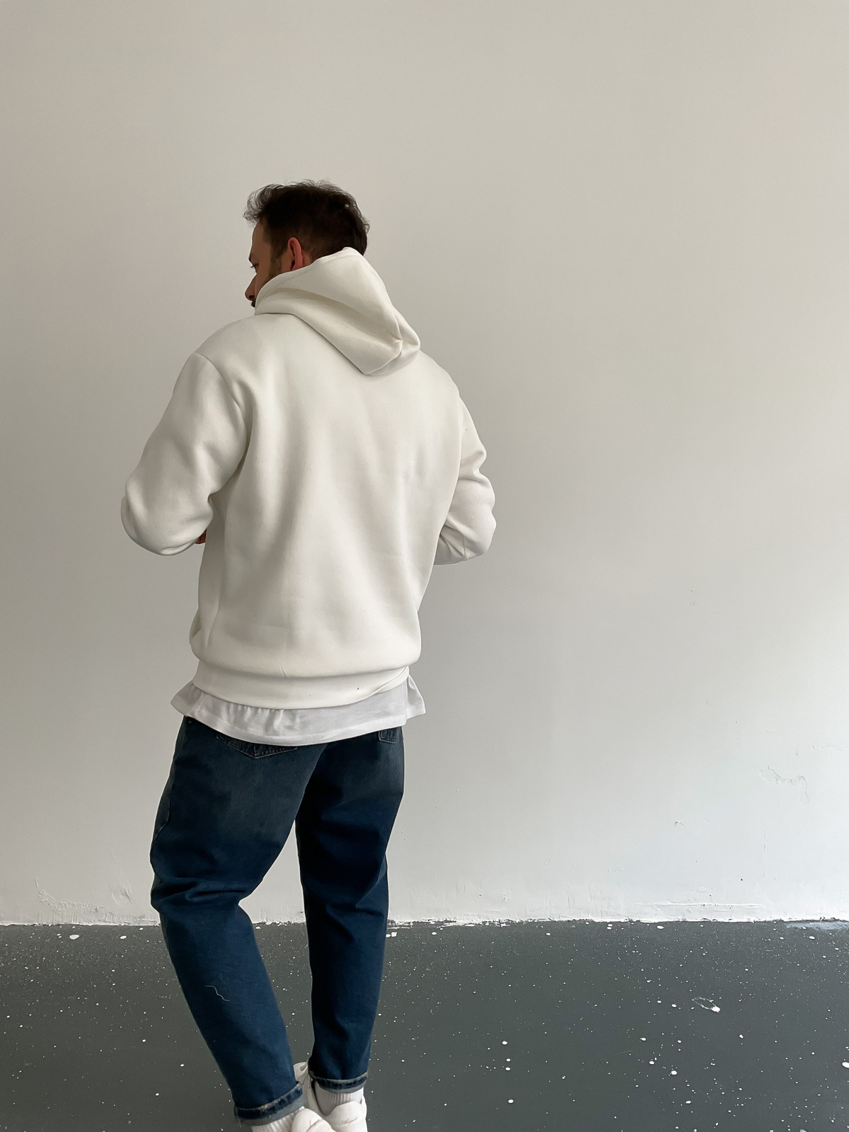 Beyaz NYC Kapüşonlu Sweat C-413