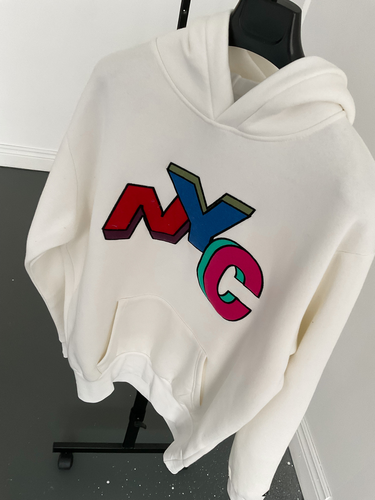 Beyaz NYC Kapüşonlu Sweat C-413