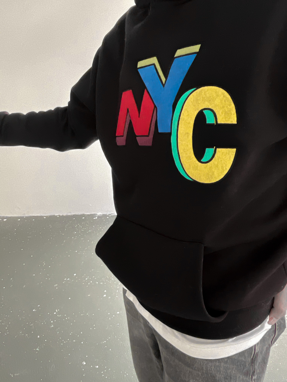 Siyah NYC Kapüşonlu Sweat C-413