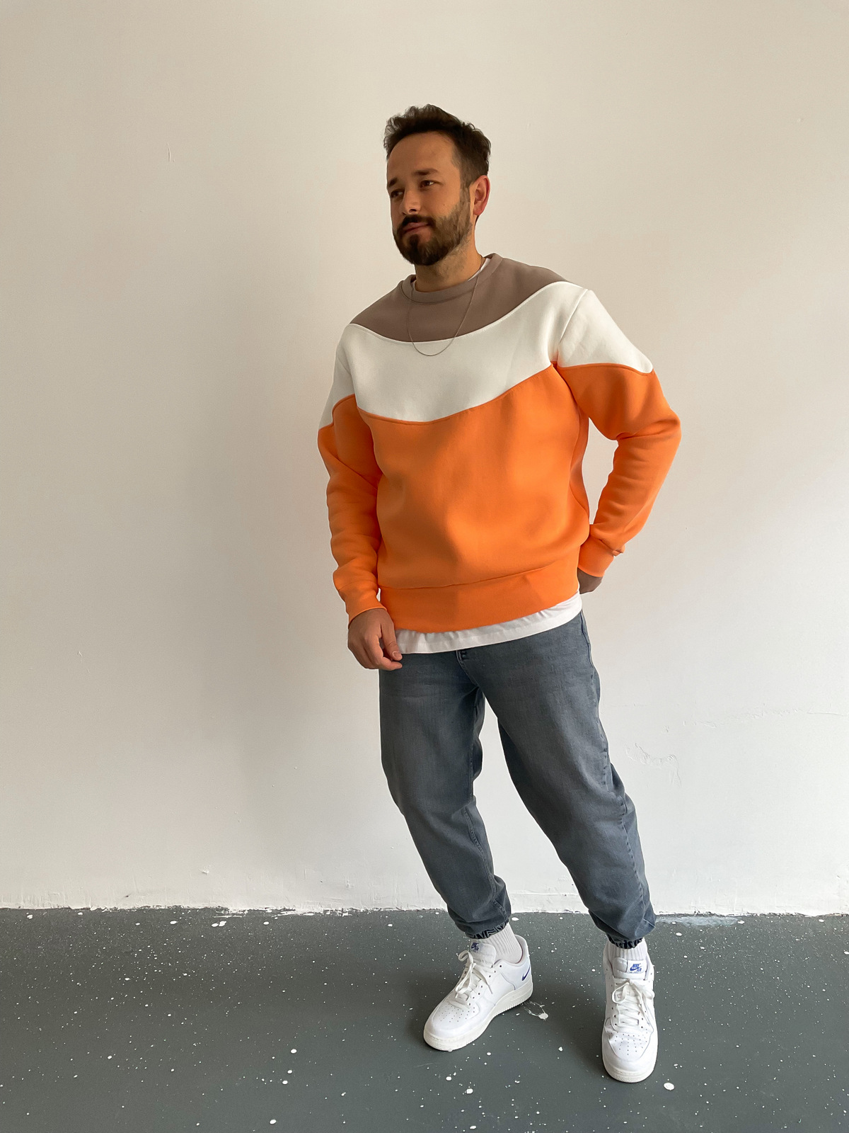 Turuncu Parçalı Sweat C-387