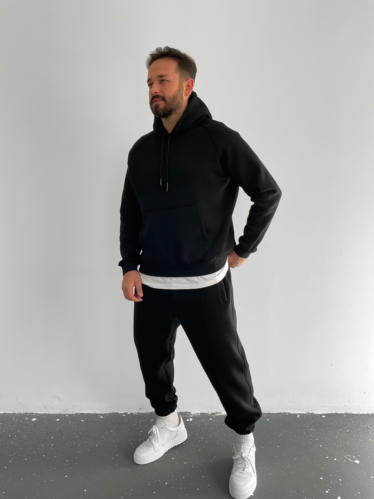 Siyah Basic Kapüşonlu Sweat RC-5481