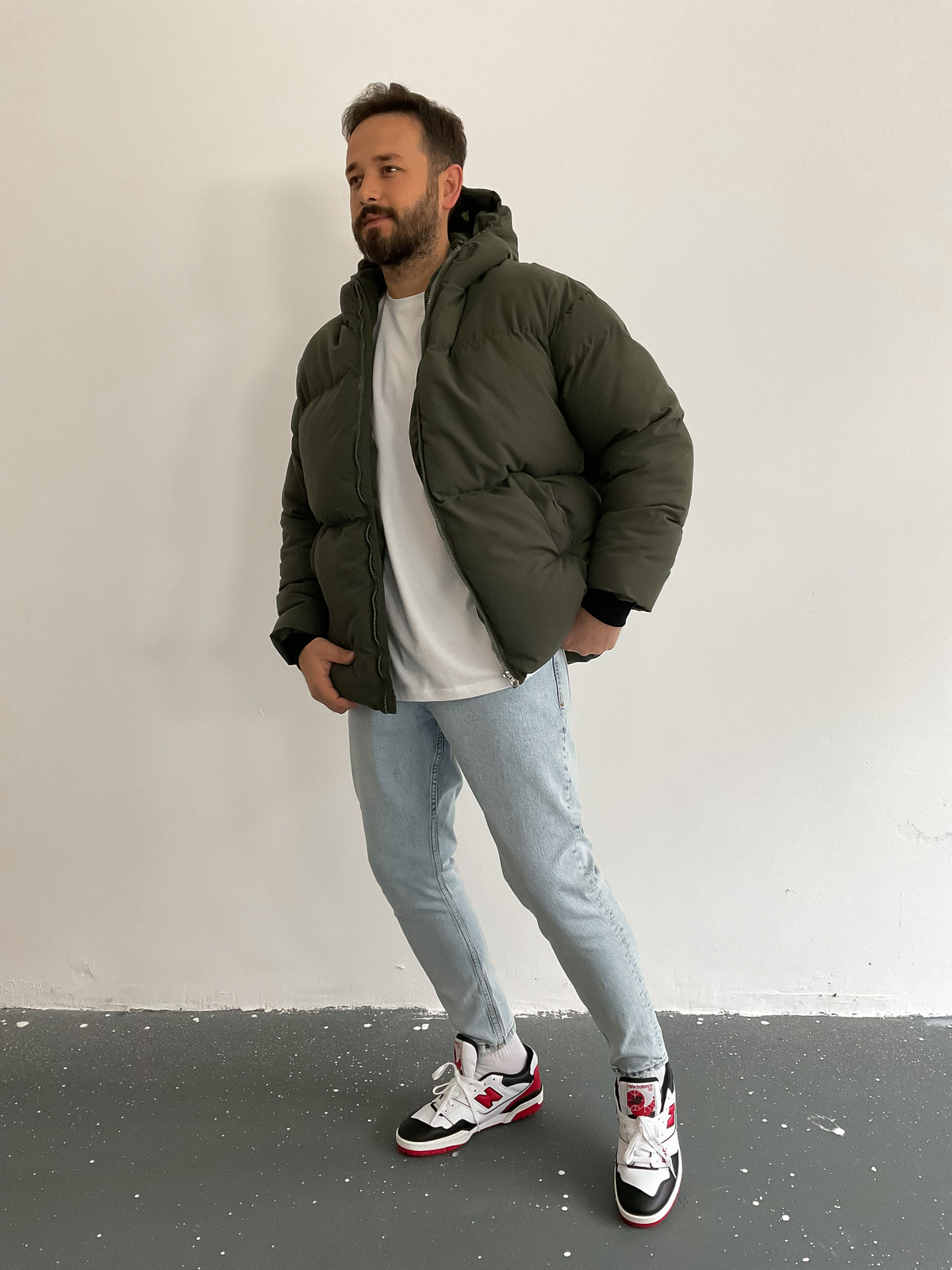 Haki Oversize Basic Şişme Mont V-670