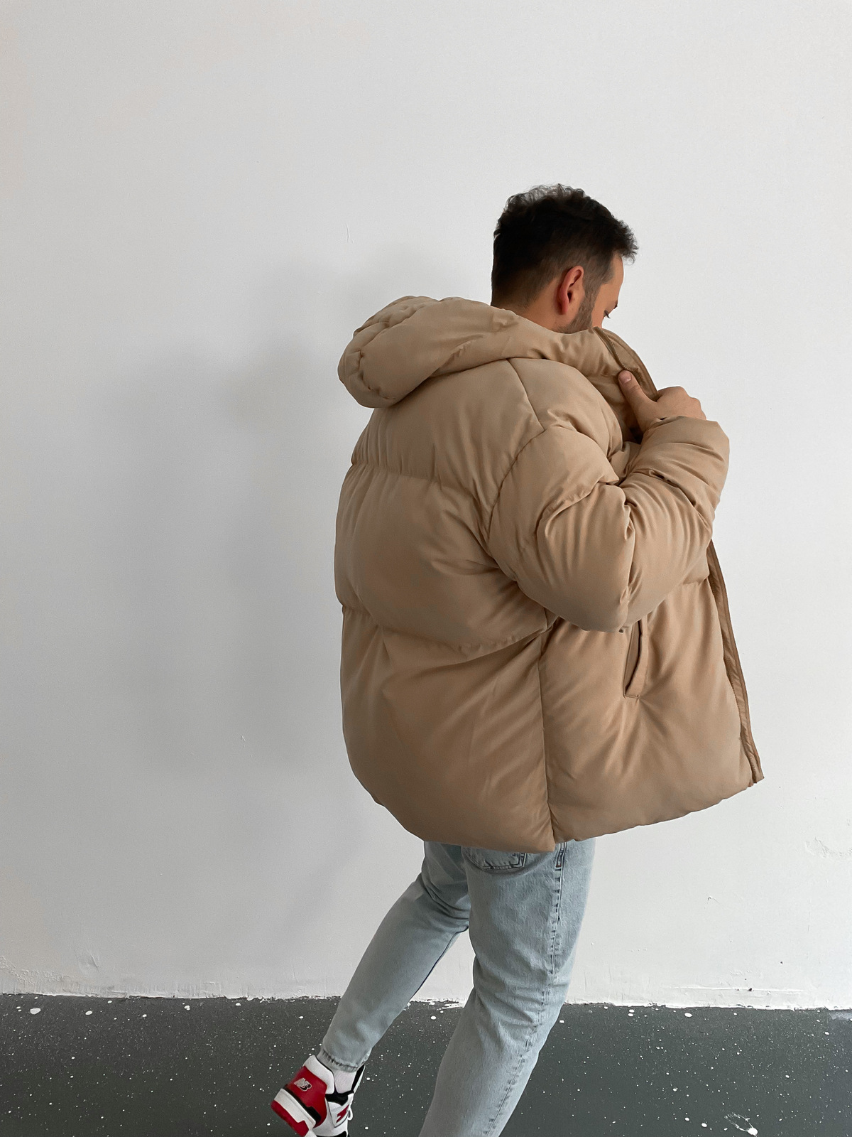 Açık Kahve Oversize Basic Şişme Mont V-670