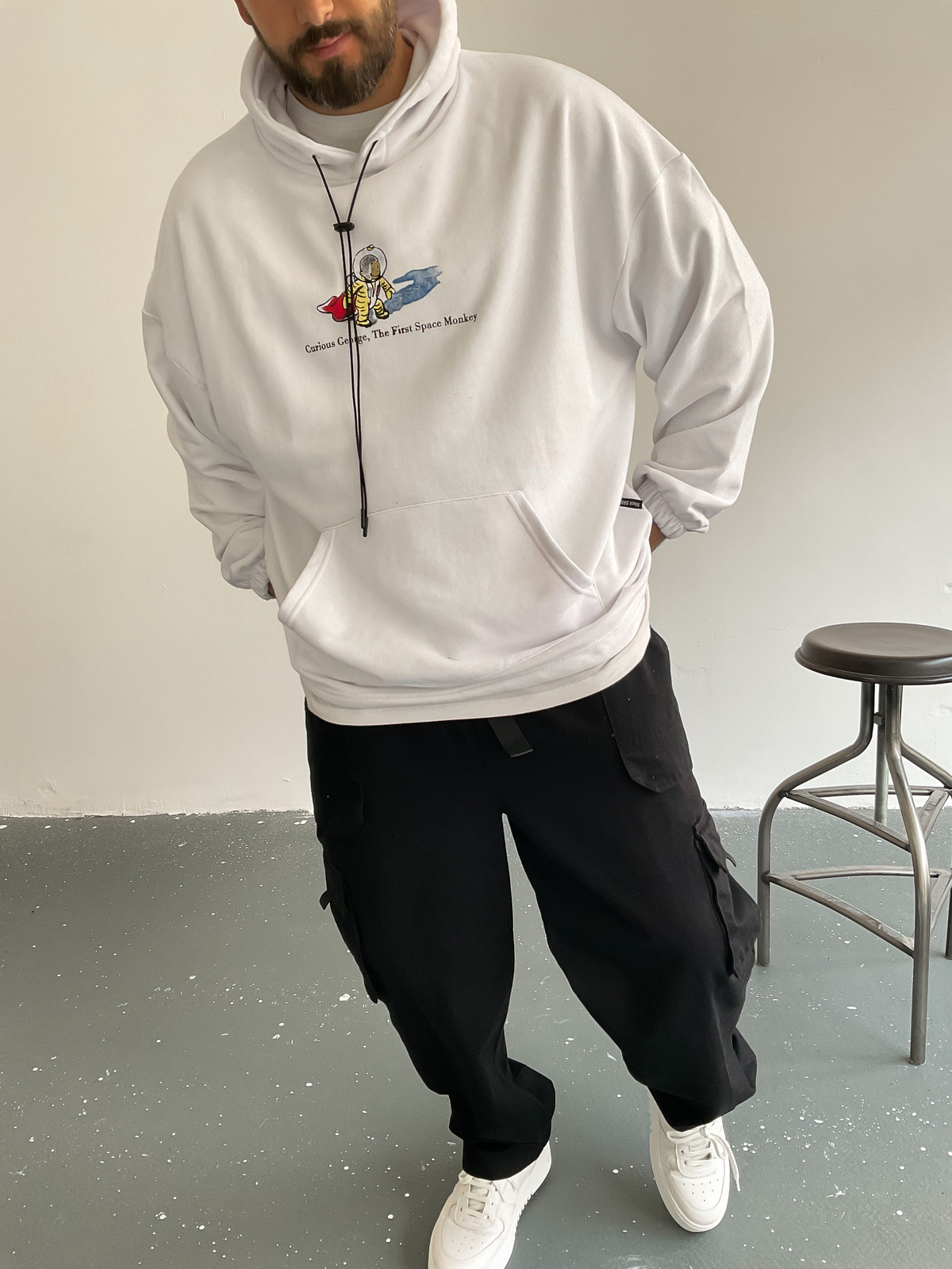 Beyaz Astronot Kapüşonlu Sweat BS-002