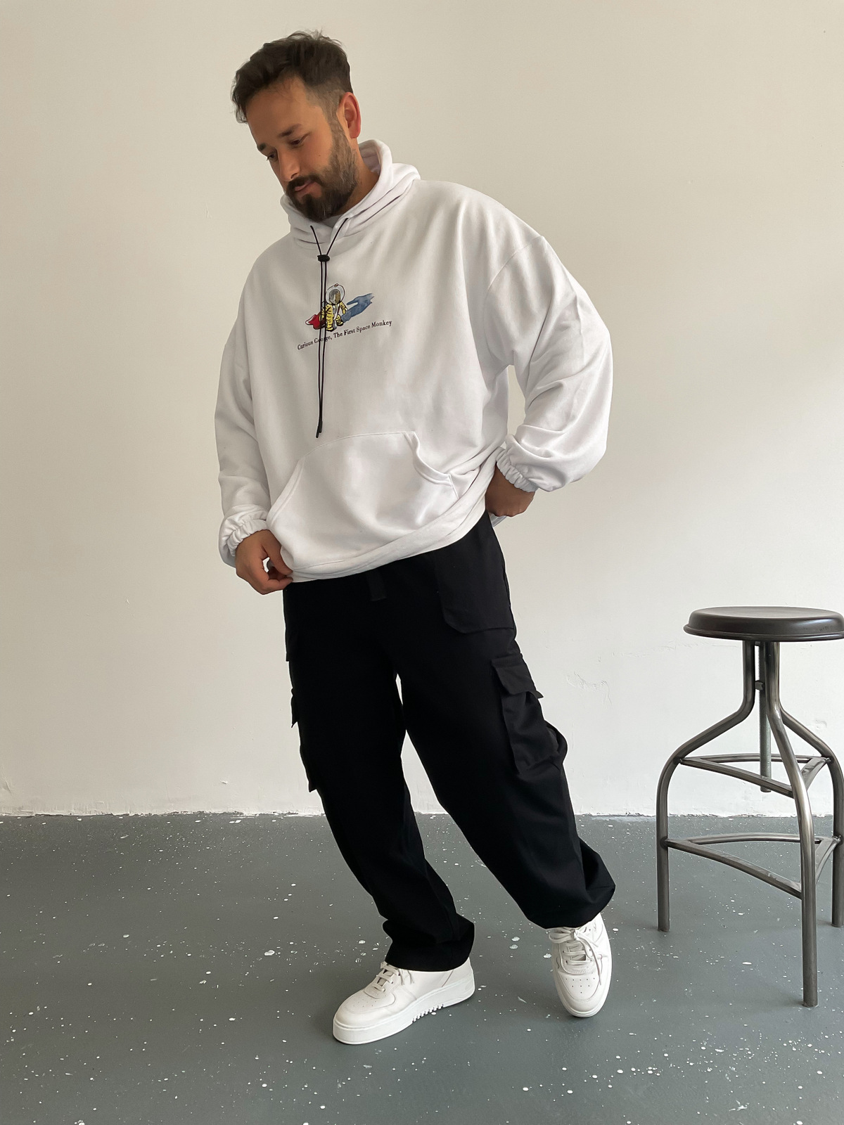 Beyaz Astronot Kapüşonlu Sweat BS-002