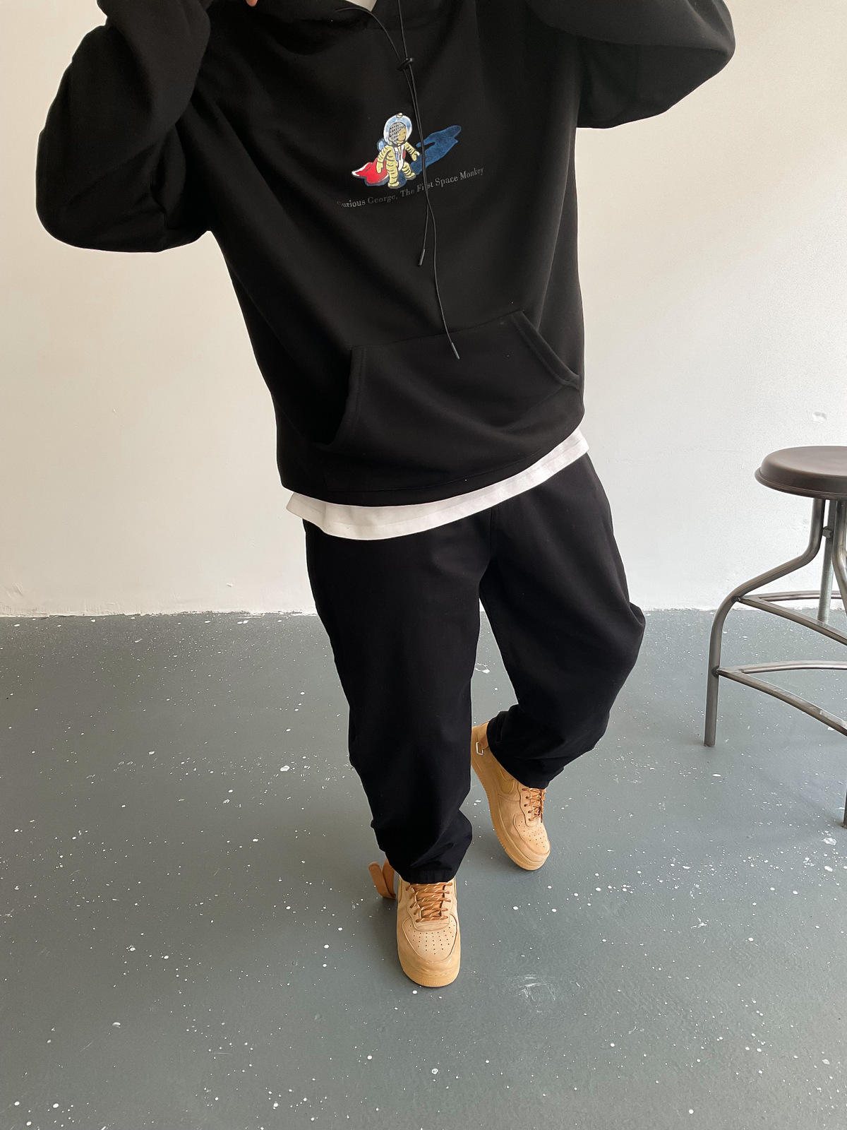Siyah Astronot Kapüşonlu Sweat BS-002