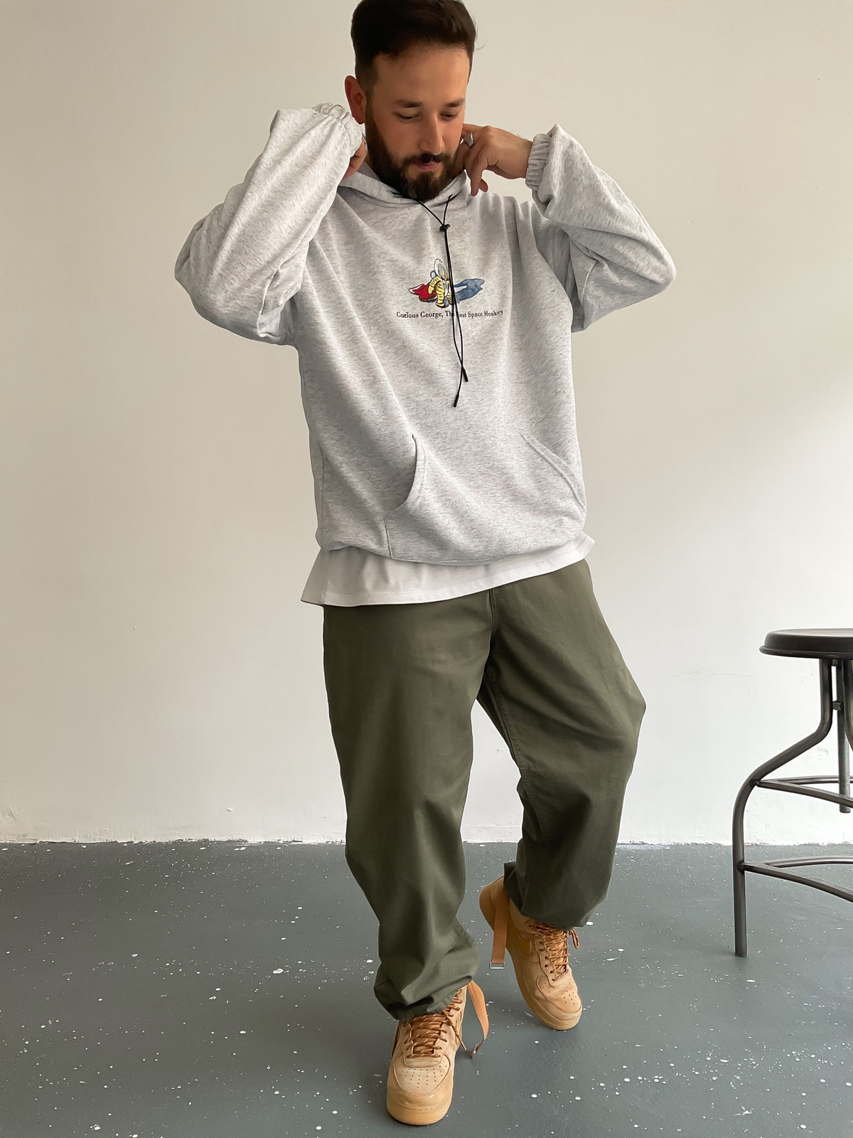 Gri Astronot Kapüşonlu Sweat BS-002