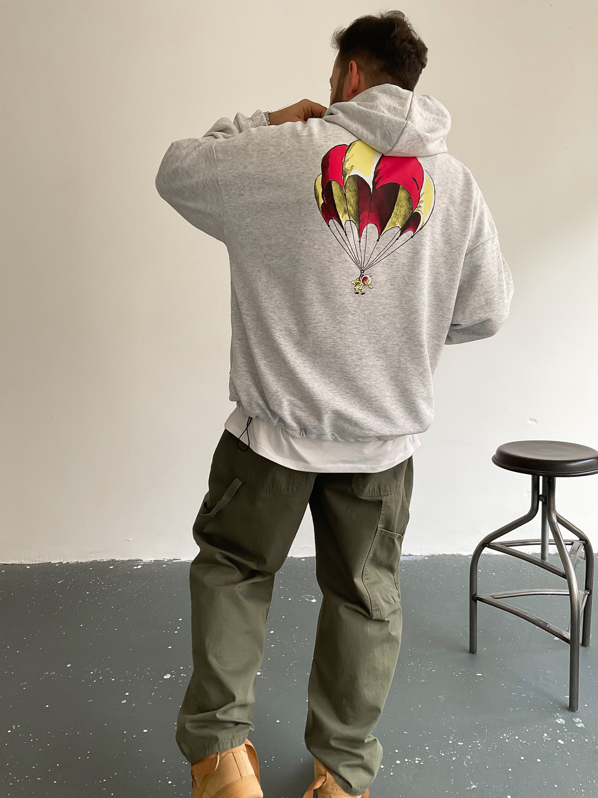 Gri Astronot Kapüşonlu Sweat BS-002