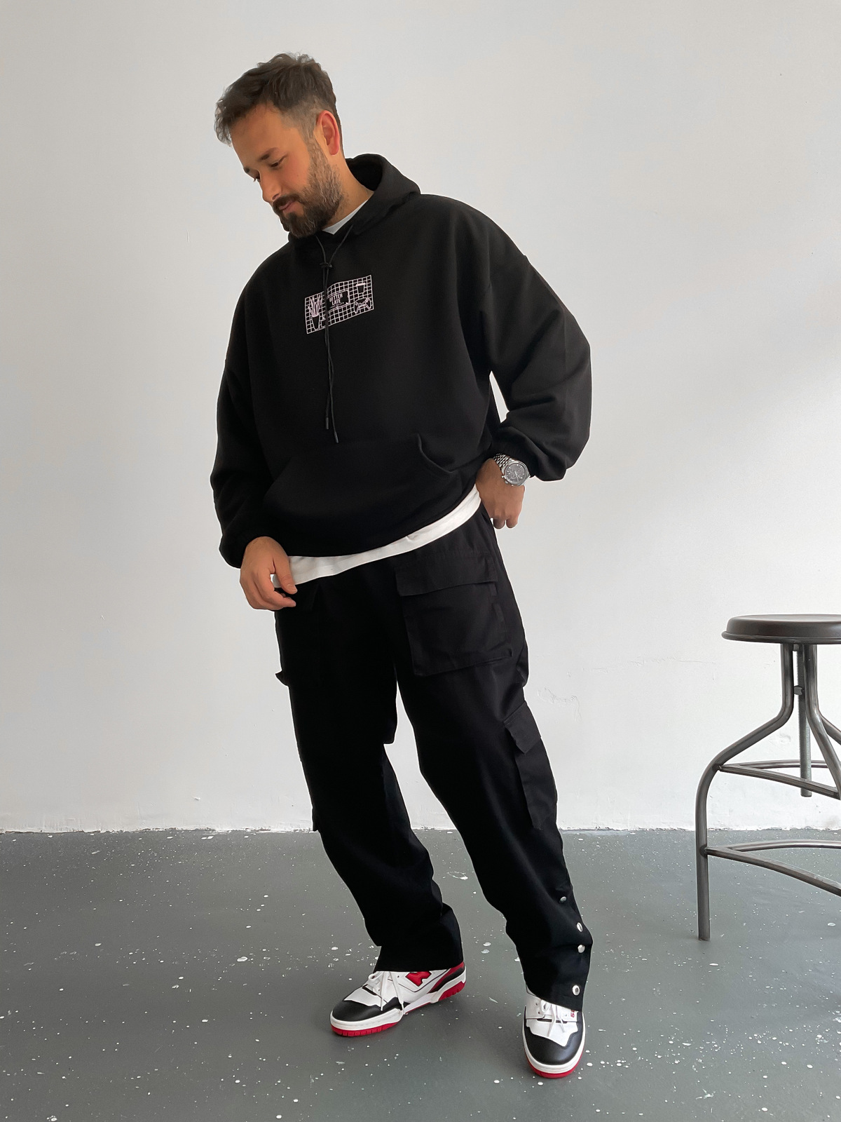 Siyah Konsol Kapüşonlu Sweat BS-003
