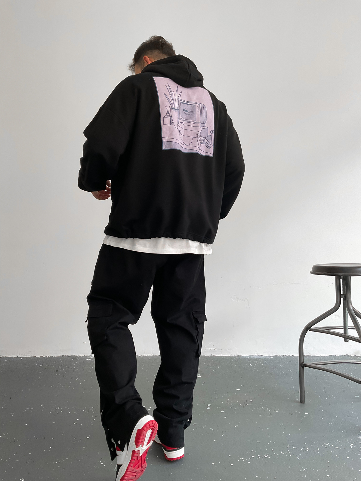 Siyah Konsol Kapüşonlu Sweat BS-003