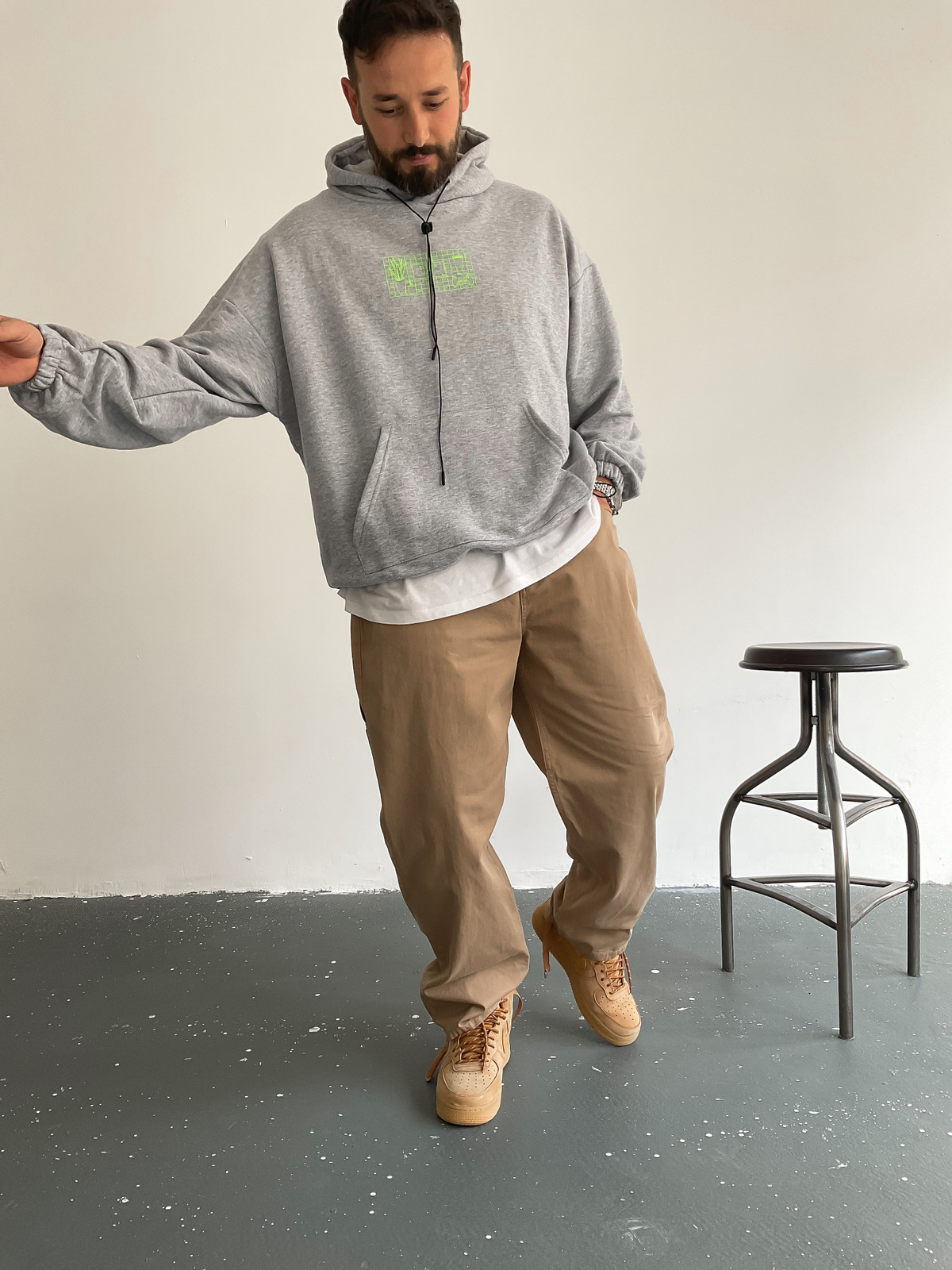 Gri Konsol Kapüşonlu Sweat BS-003