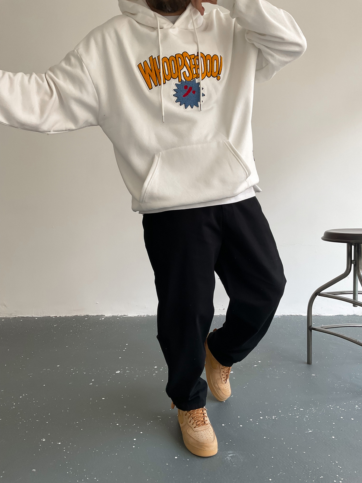 Beyaz Whoopseedoo Kapüşonlu Sweat BS-008