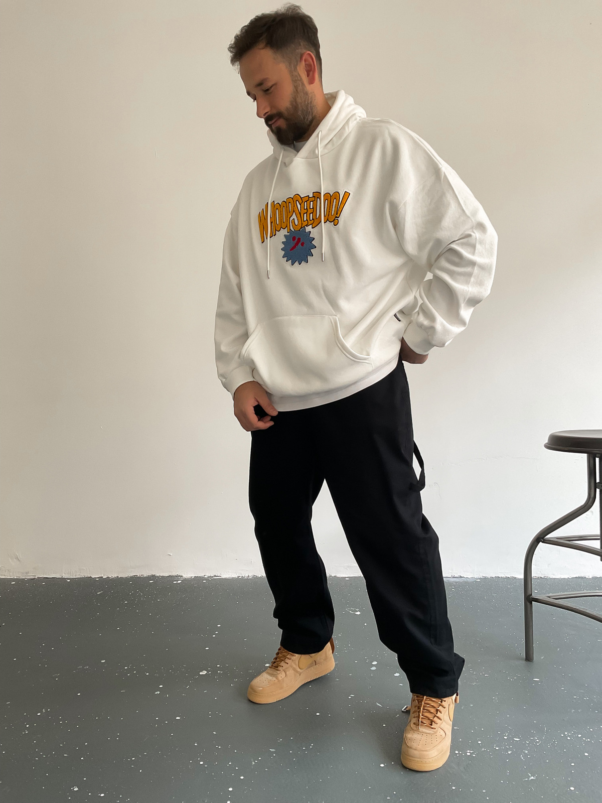 Beyaz Whoopseedoo Kapüşonlu Sweat BS-008