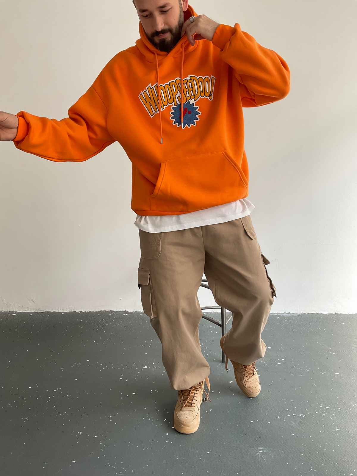 Turuncu Whoopseedoo Kapüşonlu Sweat BS-008