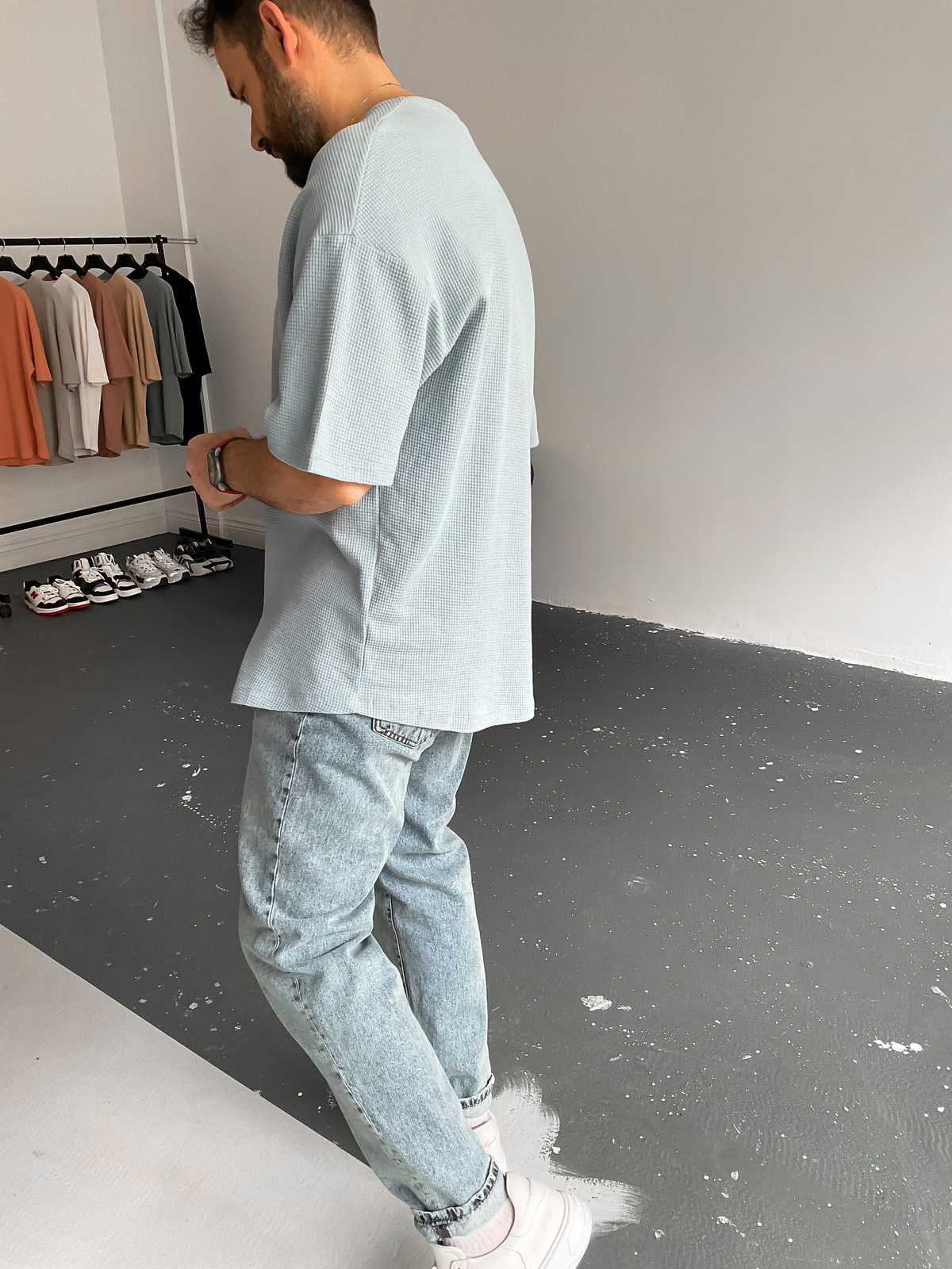Mavi Waffle Kumaş Basic T-Shirt BY-1201