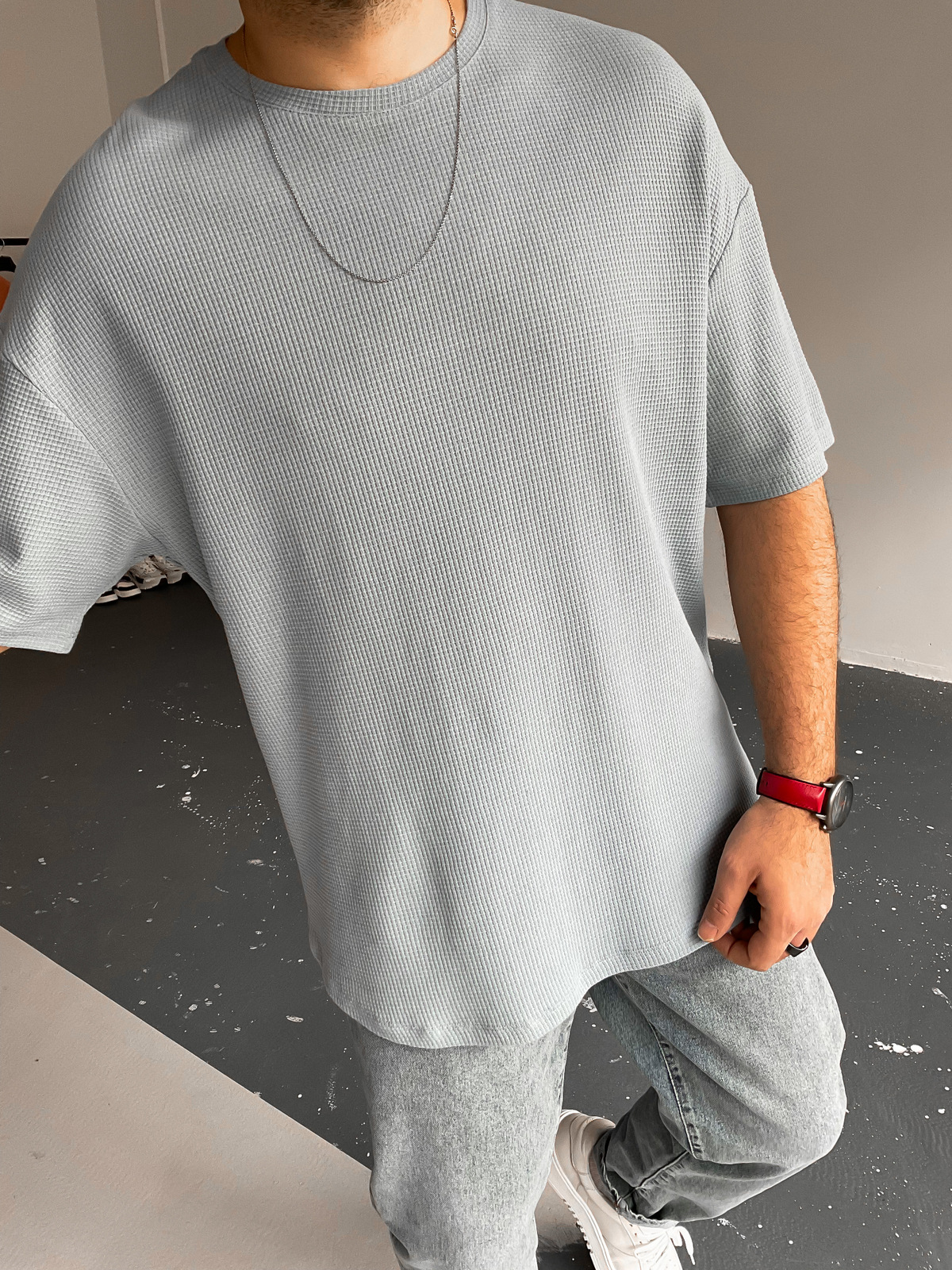 Mavi Waffle Kumaş Basic T-Shirt BY-1201