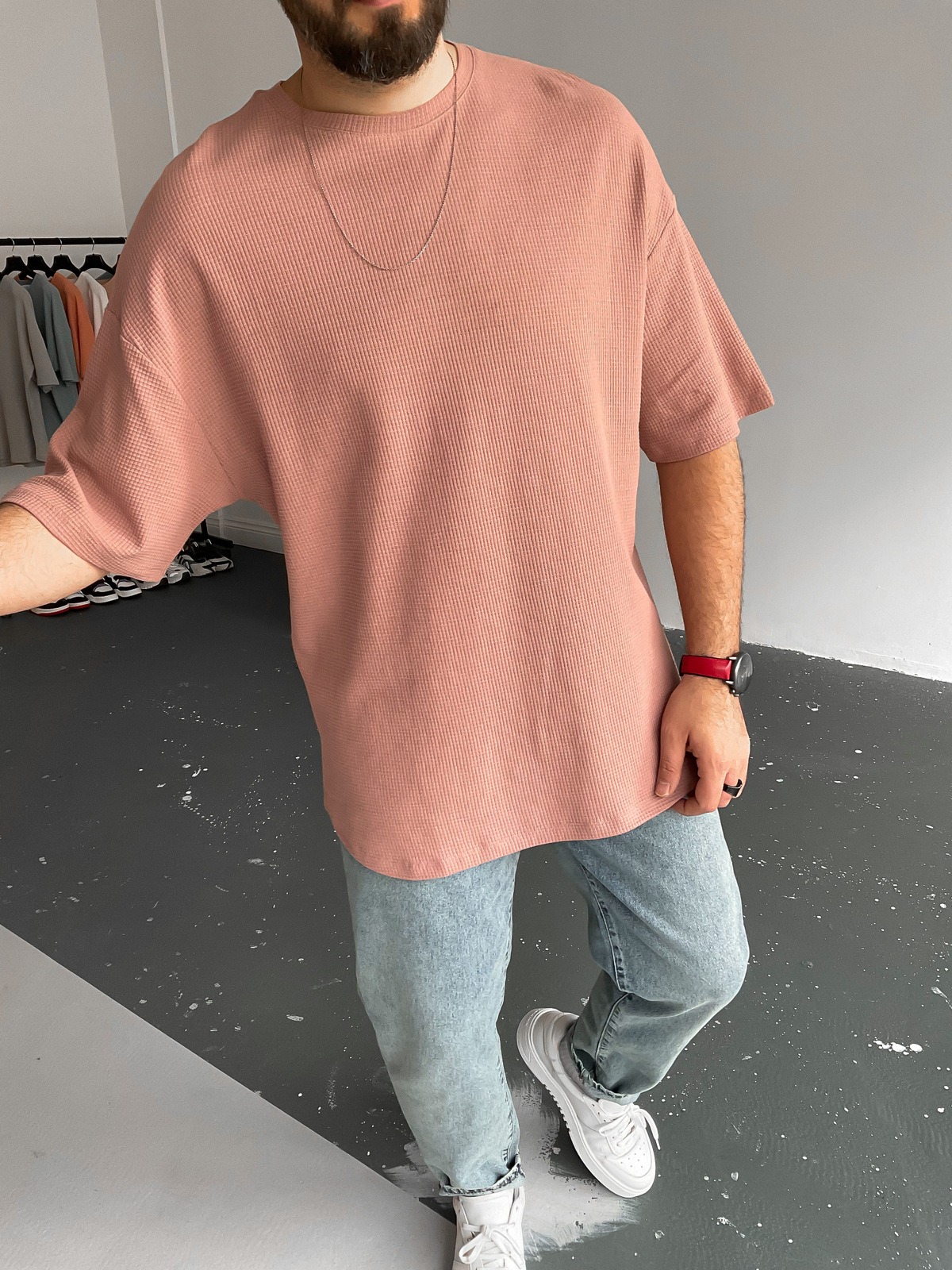 Pudra Waffle Kumaş Basic T-Shirt BY-1201
