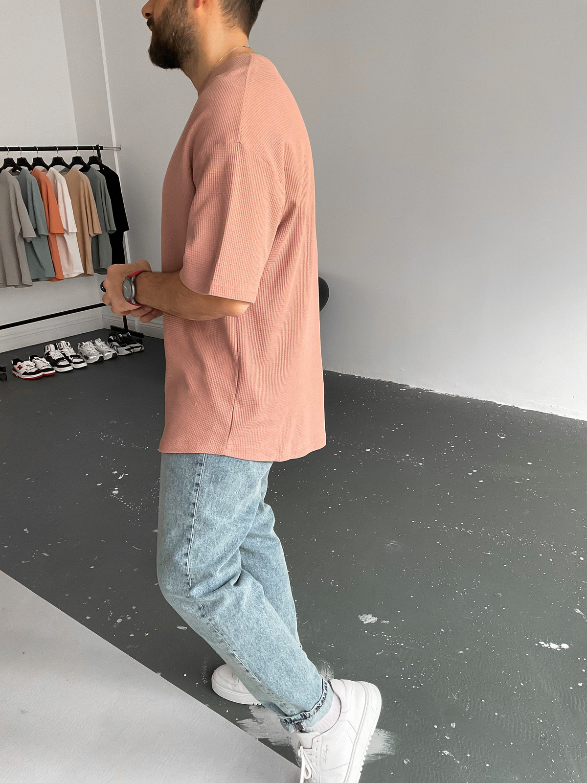 Pudra Waffle Kumaş Basic T-Shirt BY-1201