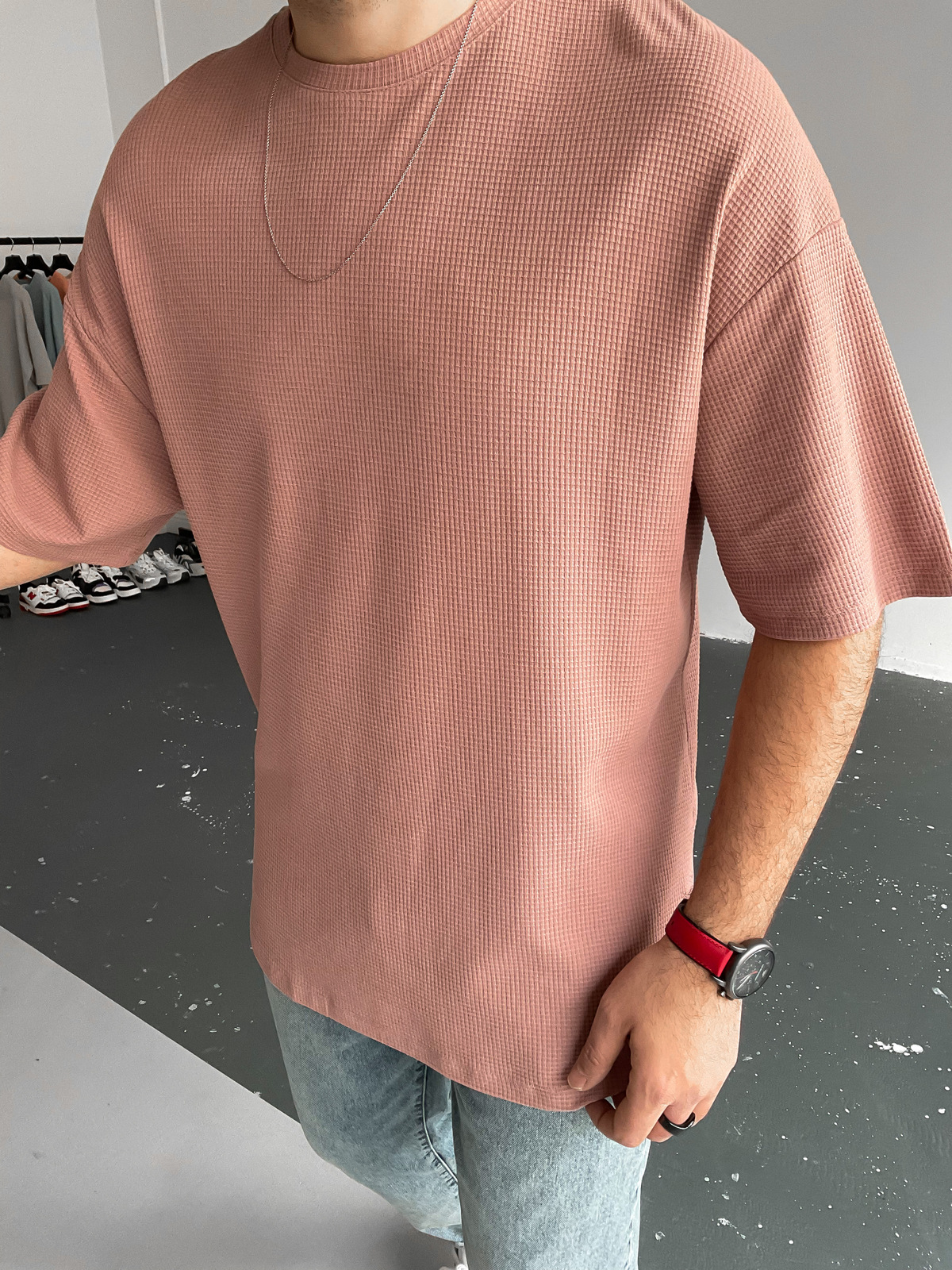 Pudra Waffle Kumaş Basic T-Shirt BY-1201
